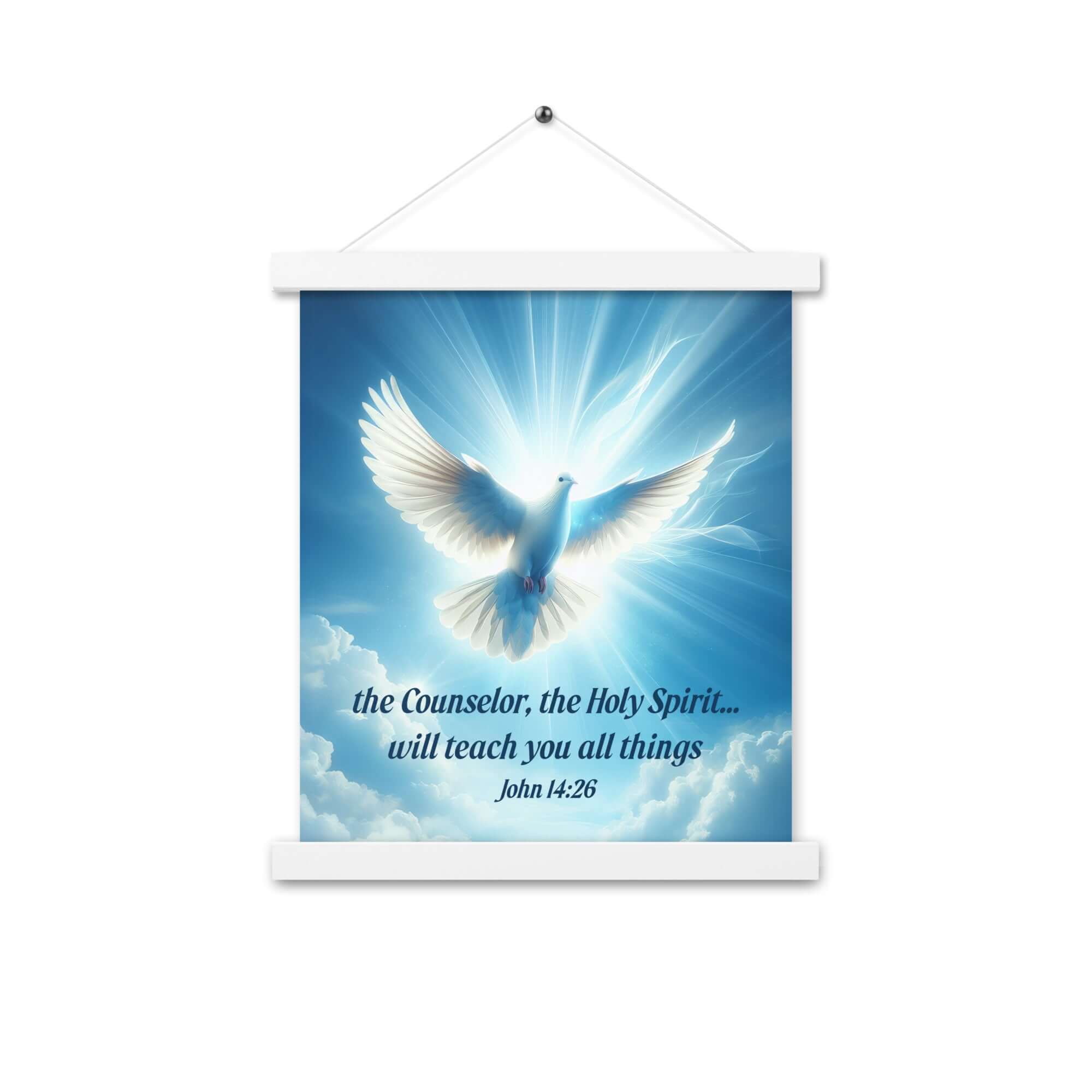 John 14:26 Bible Verse, Holy Spirit Dove Enhanced Matte Paper Poster With Hanger Wall Art