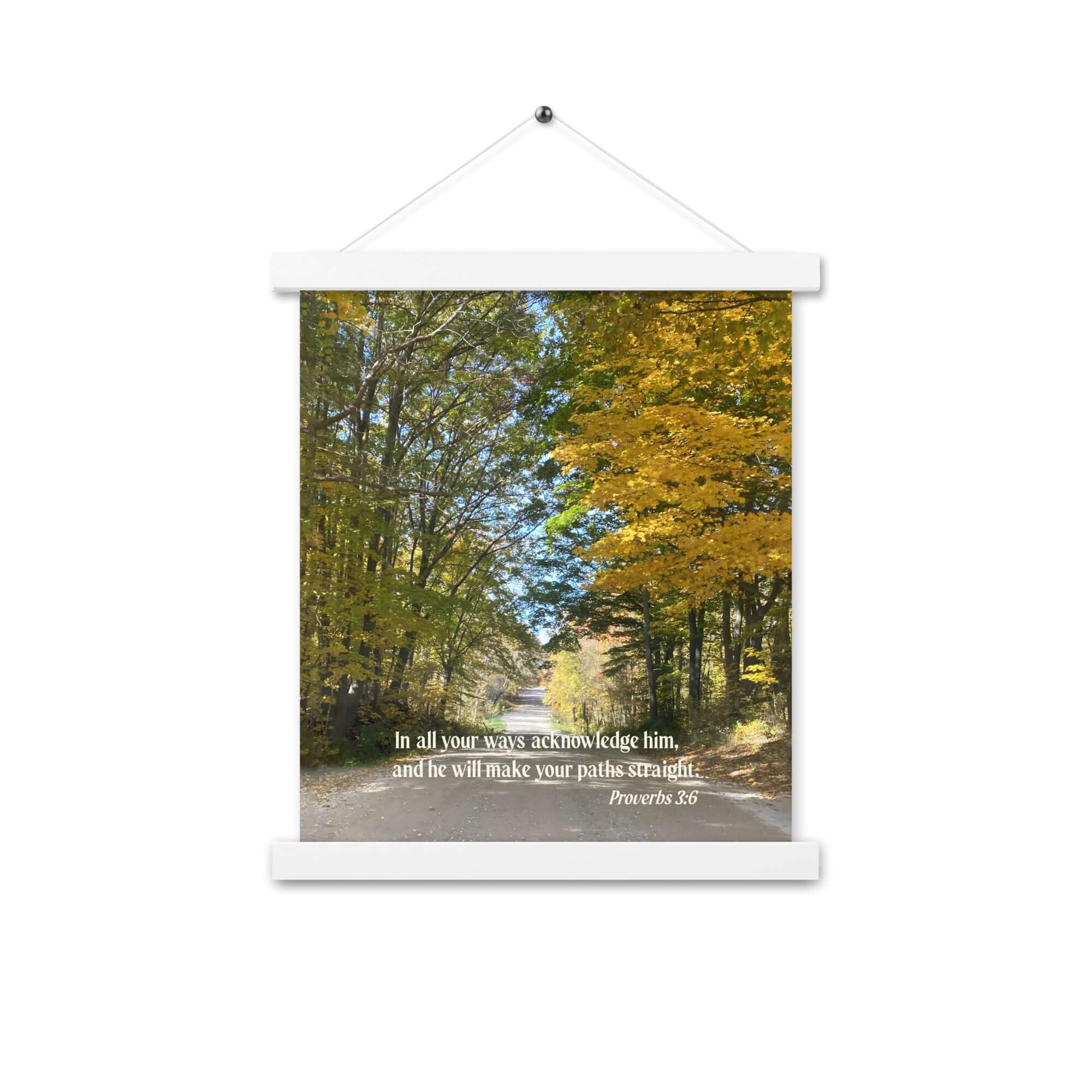 Proverbs 3:6 Bible Verse, Fall Road Enhanced Matte Paper Poster With Hanger Wall Art