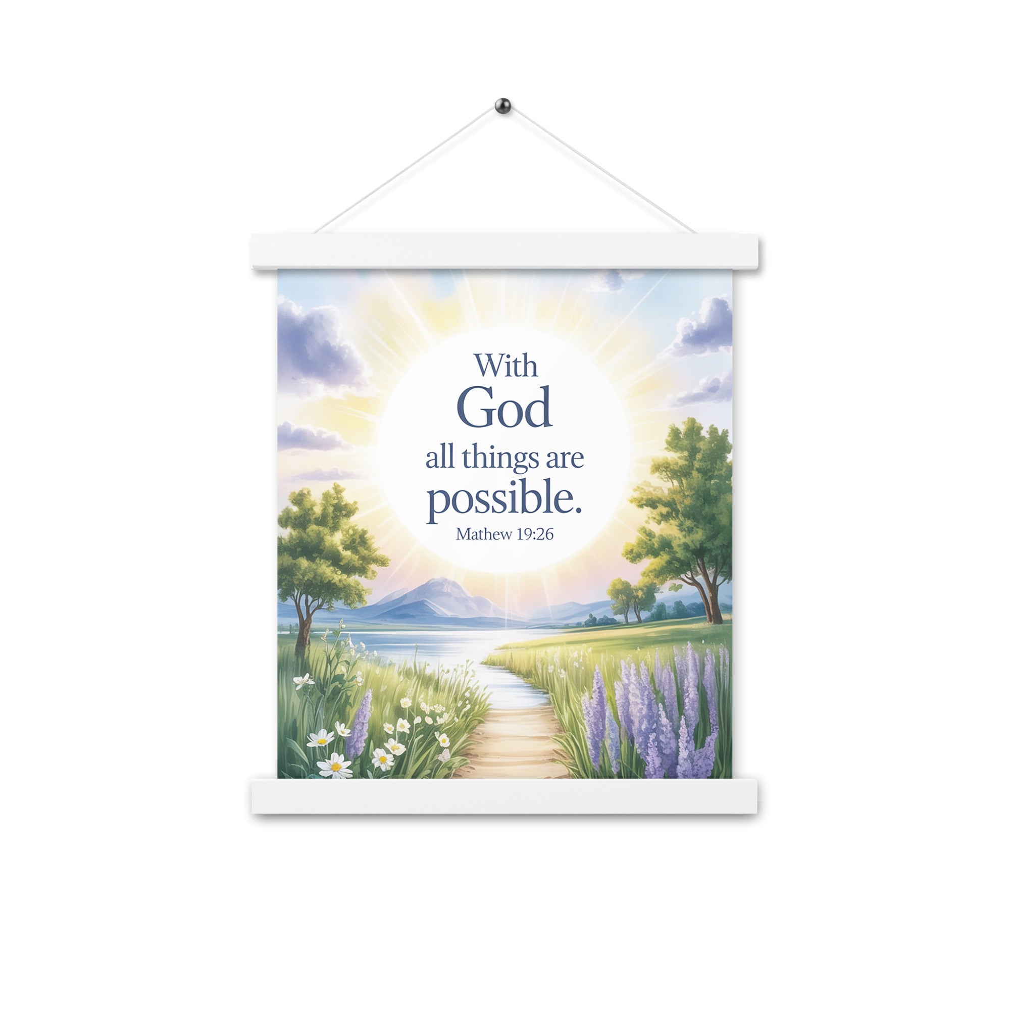 Matthew 19:26 Bible Verse Looking at Enhanced Matte Paper Poster With Hanger