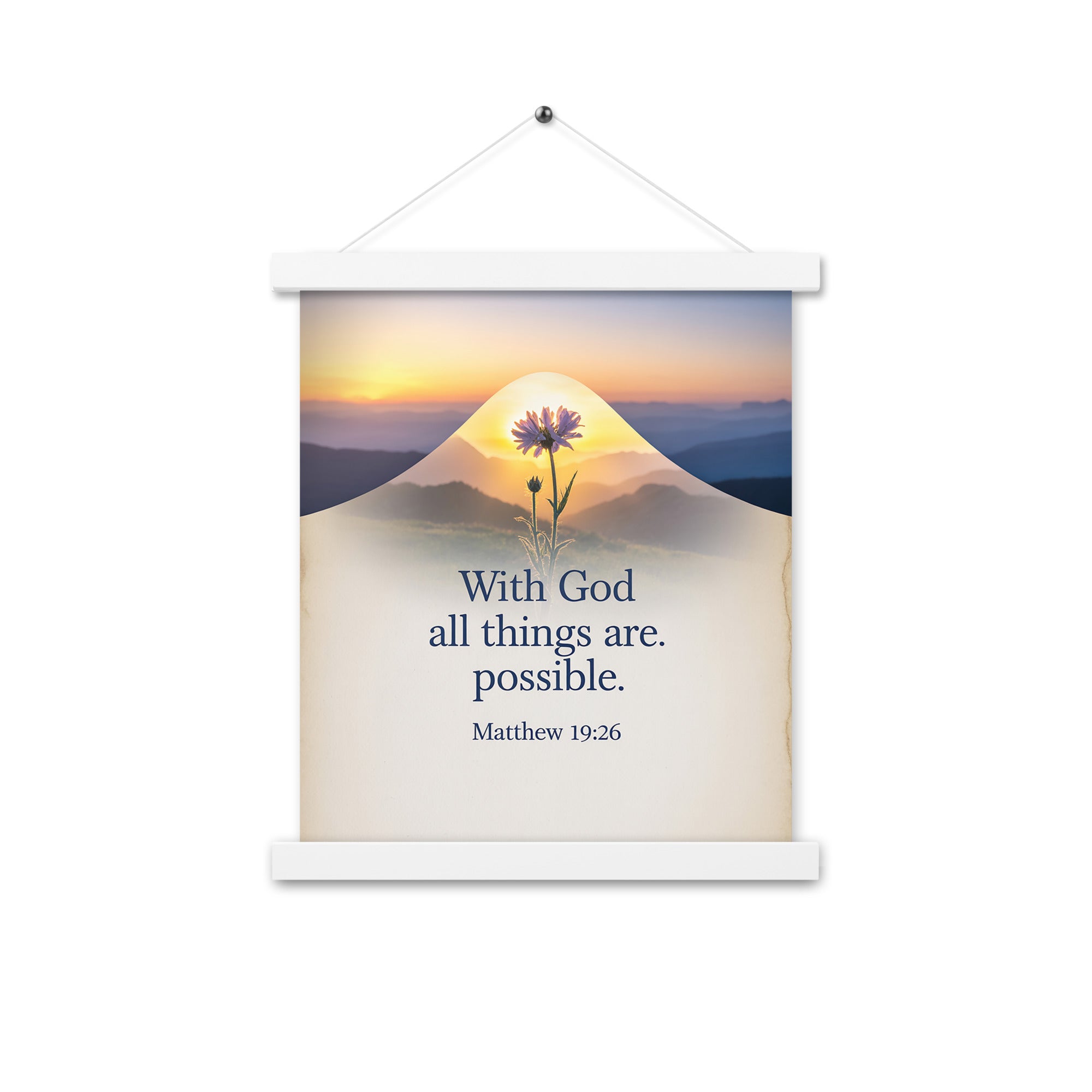 Matthew 19:26 Bible Verse at them Enhanced Matte Paper Poster With Hanger