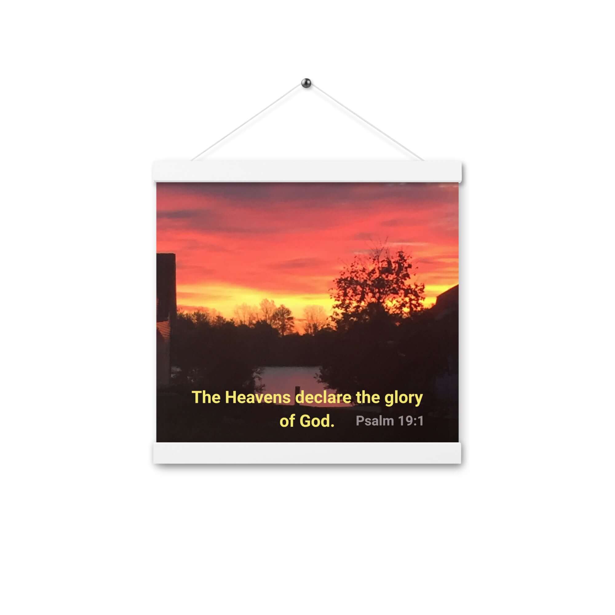 Psalm 19:1 Bible Verse, Sunset Glory Enhanced Matte Paper Poster With Hanger Wall Art White 12″×12″