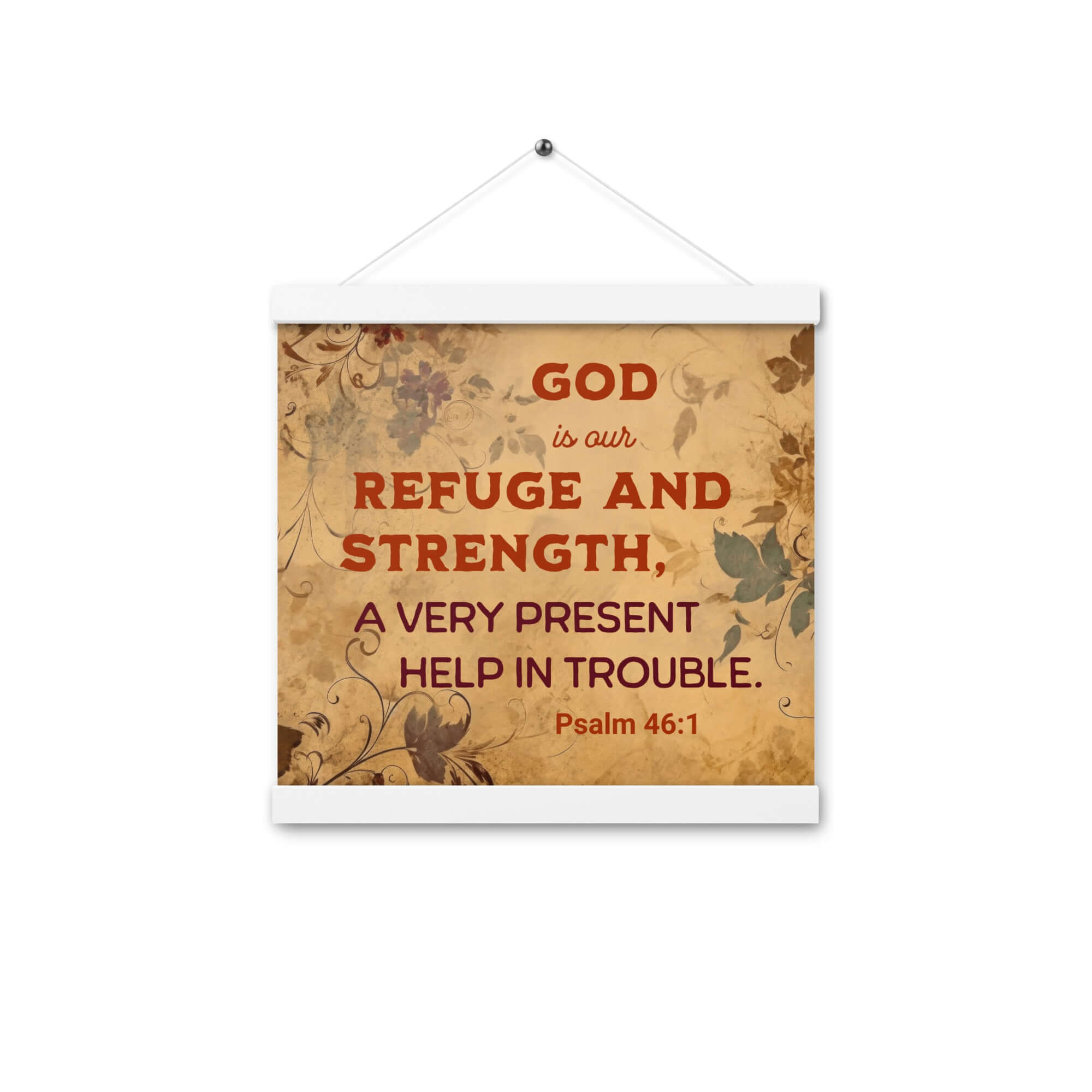 Psalm 46:1 Bible Verse, God is Our Refuge Enhanced Matte Paper Poster With Hanger Wall Art White 12″×12″