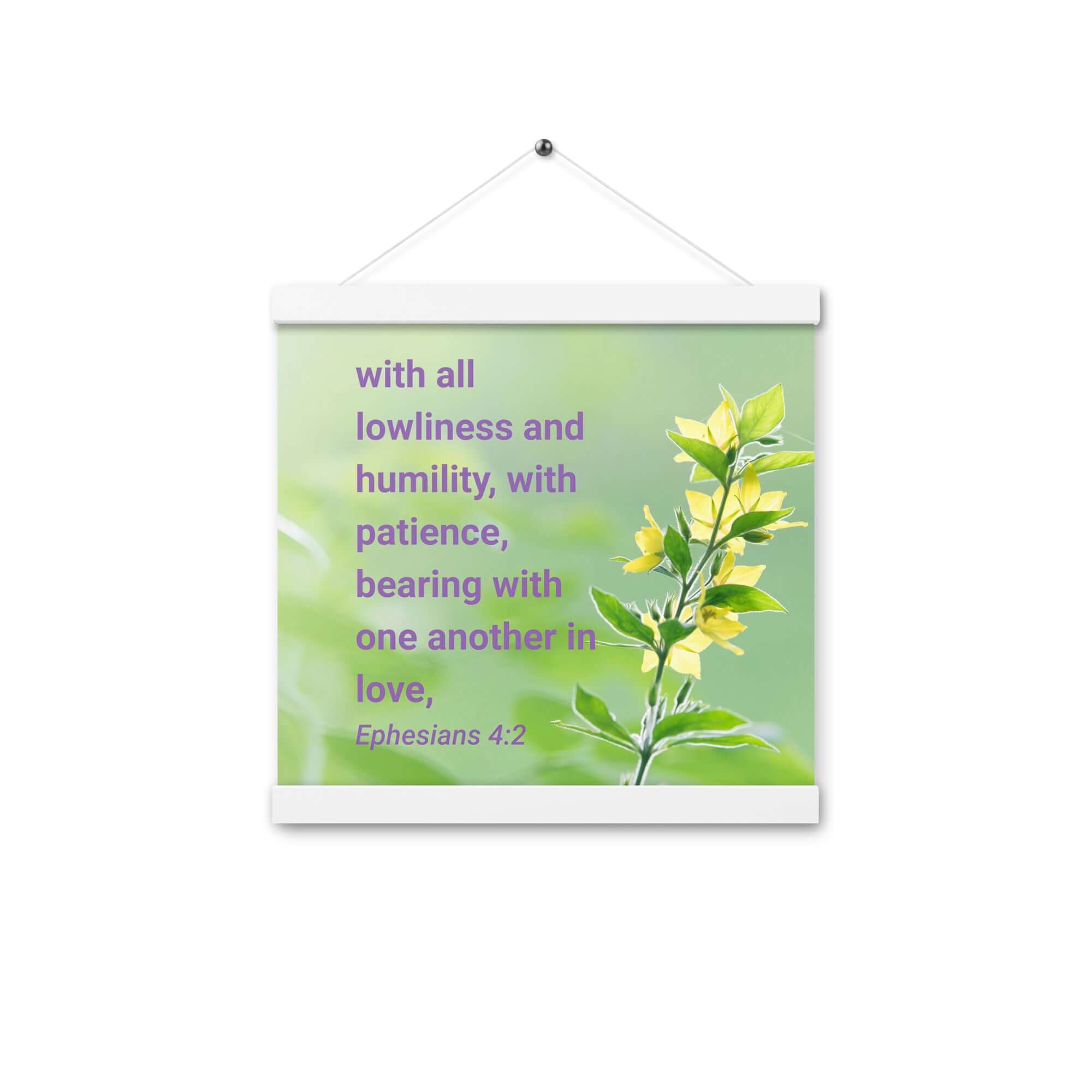 Ephesians 4:2 Bible Verse, one another in love Enhanced Matte Paper Poster With Hanger Wall Art White 12″×12″