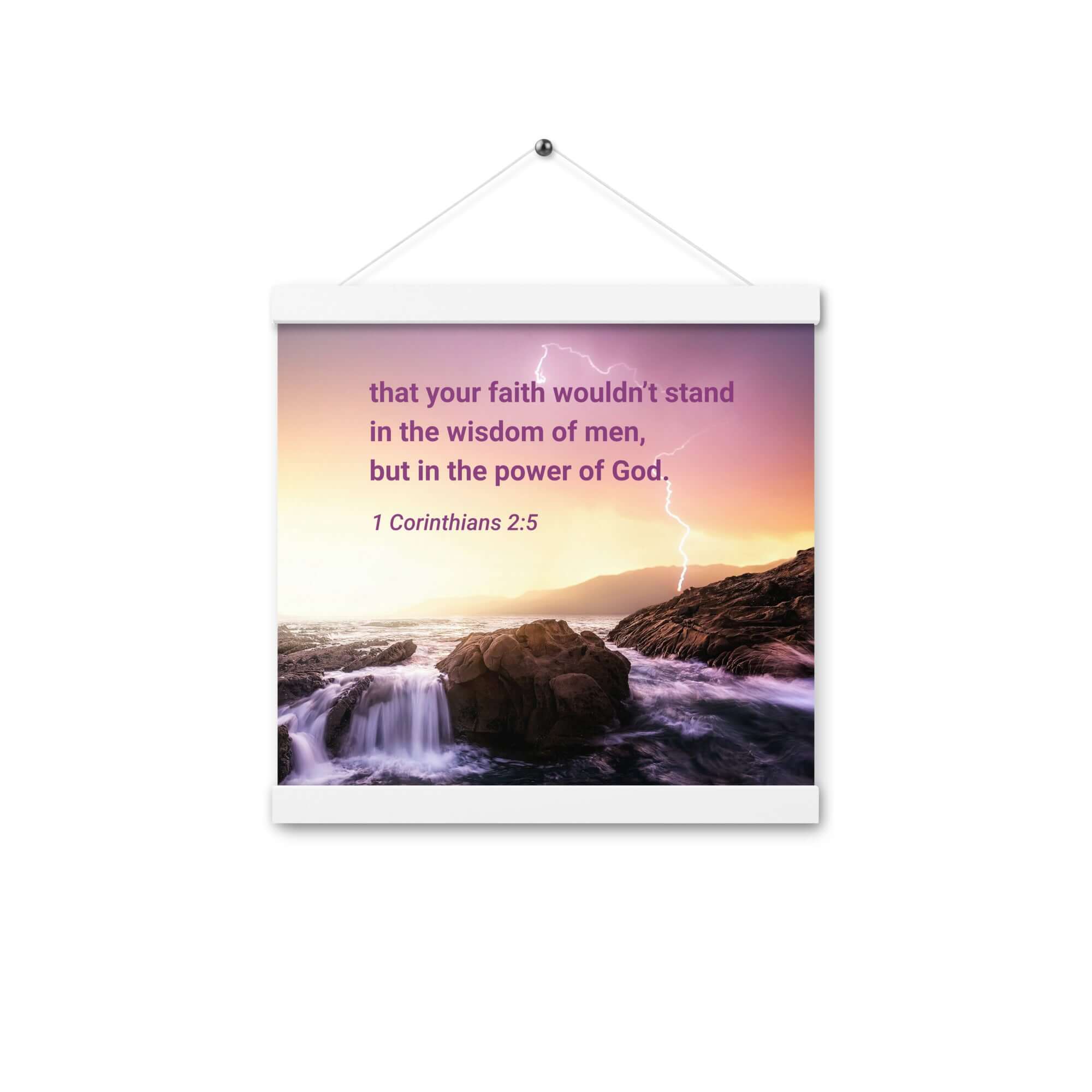 1 Corinthians 2:5 Bible Verse, power of God Enhanced Matte Paper Poster With Hanger Wall Art White 12″×12″