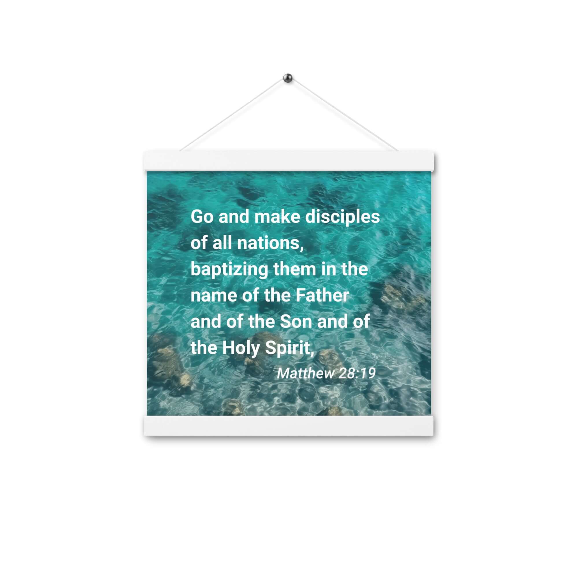 Matthew 28:19 Bible Verse, Make Disciples Enhanced Matte Paper Poster With Hanger Wall Art White 12″×12″