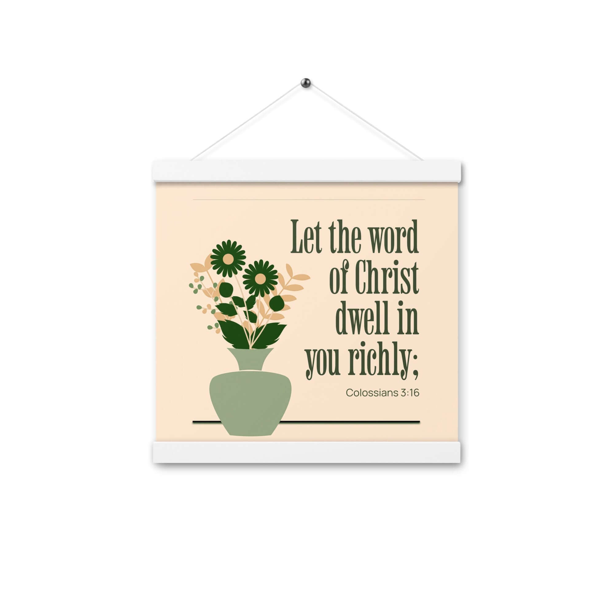 Colossians 3:16 Bible Verse, word of Christ Enhanced Matte Paper Poster With Hanger Wall Art White 12″×12″