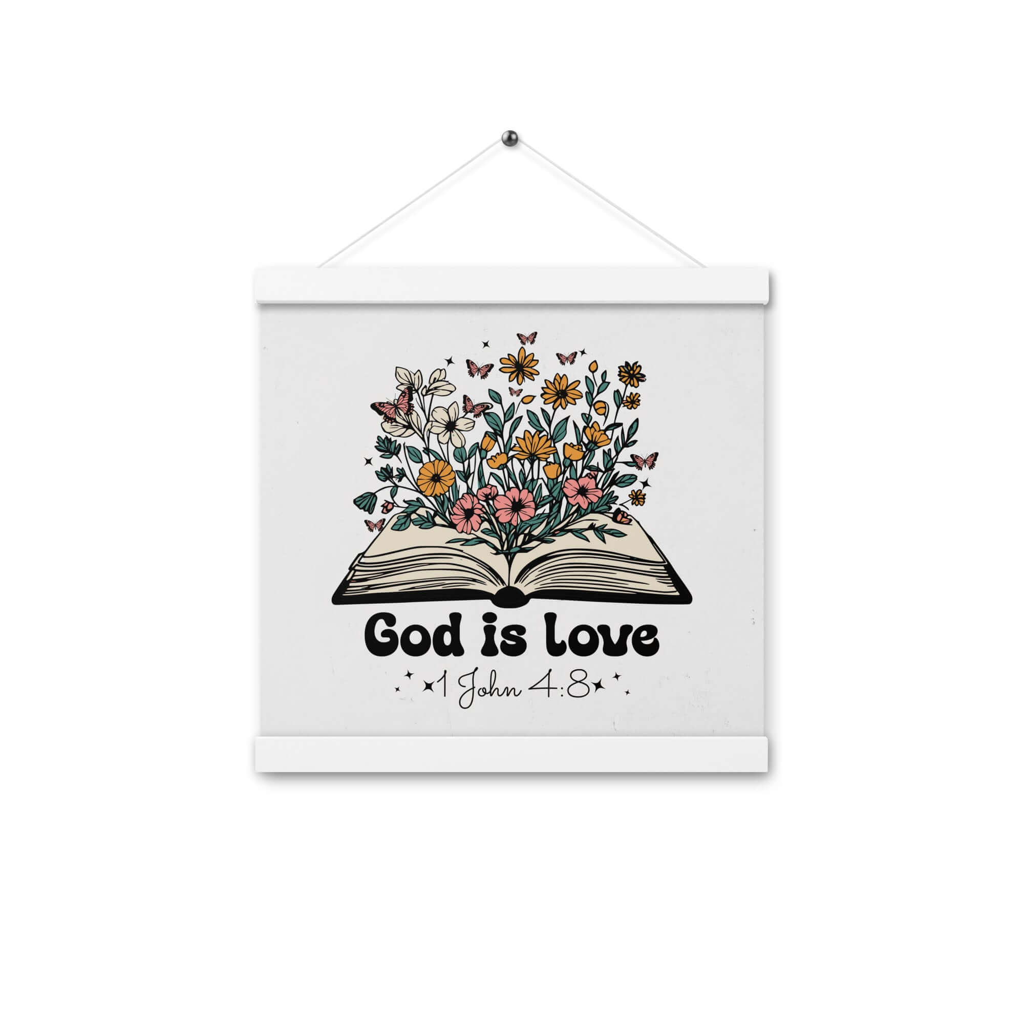 1 John 4:8 Bible Verse, God is Love Enhanced Matte Paper Poster With Hanger Wall Art White 12″×12″