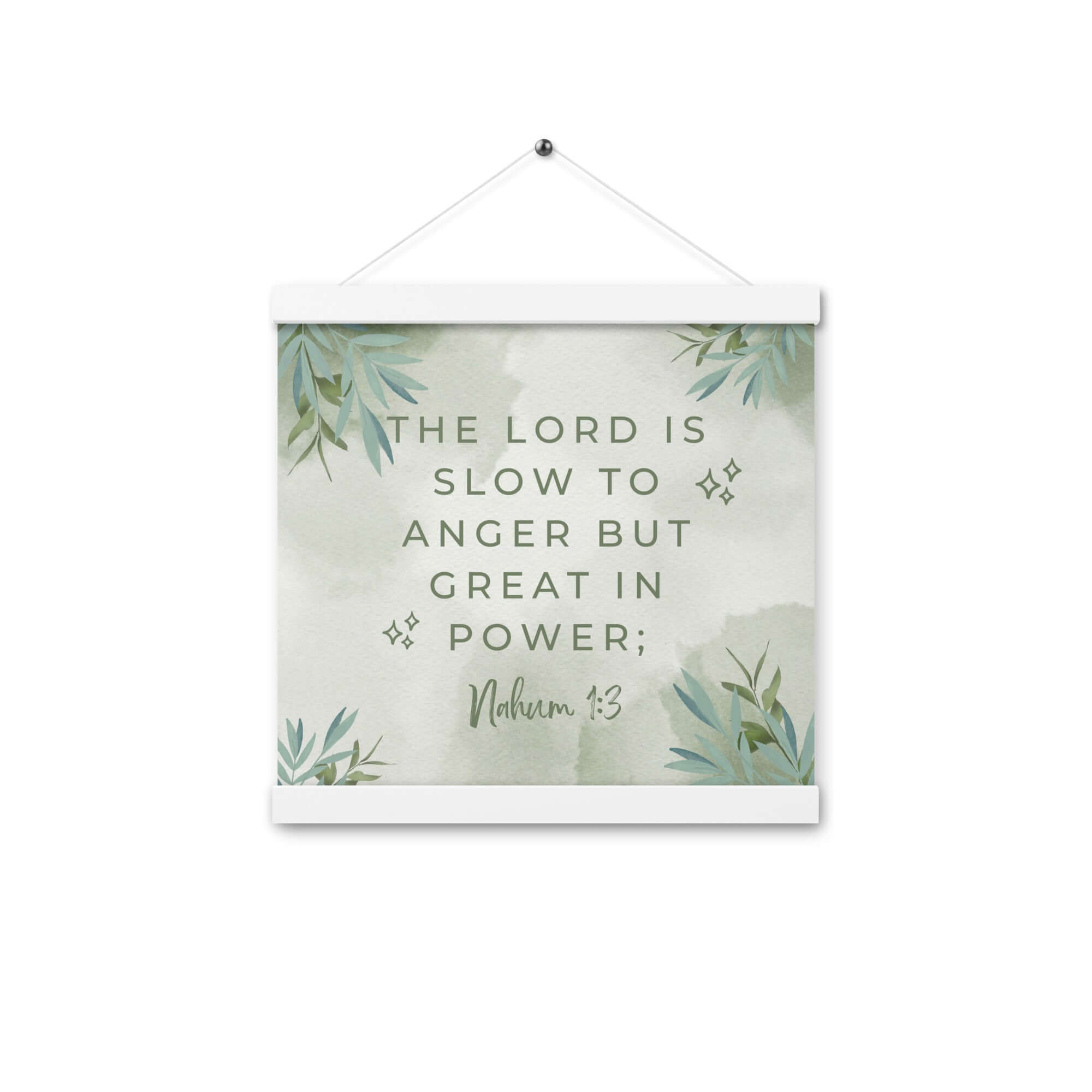 Nahum 1:3 Bible Verse, The Lord is slow Enhanced Matte Paper Poster With Hanger Wall Art White 12″×12″
