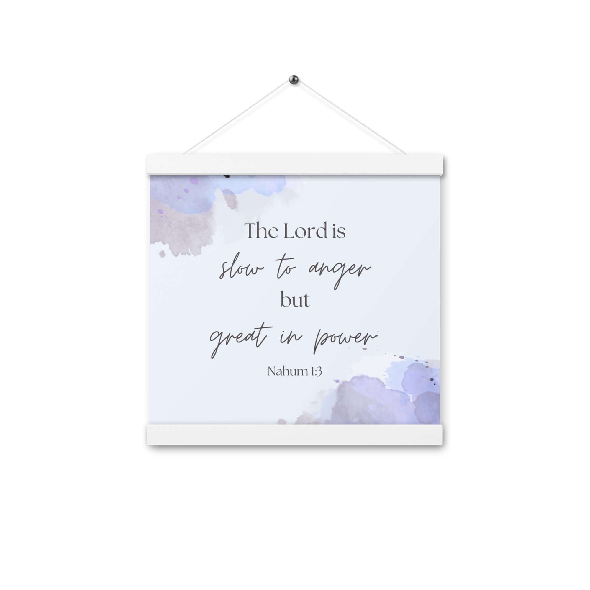 Nahum 1:3 Bible Verse, great in power Enhanced Matte Paper Poster With Hanger Wall Art White 12″×12″