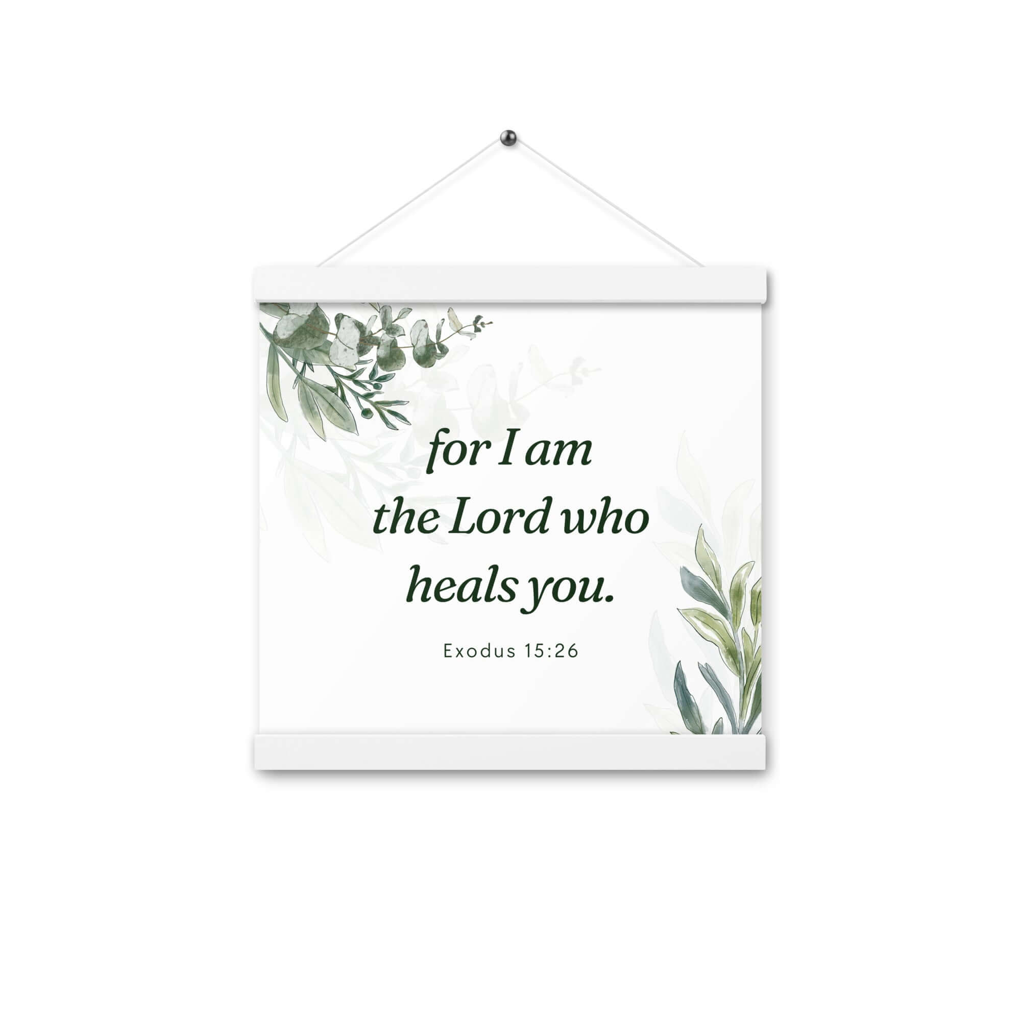 Exodus 15:26 Bible Verse, Gods voice Enhanced Matte Paper Poster With Hanger Wall Art White 12″×12″