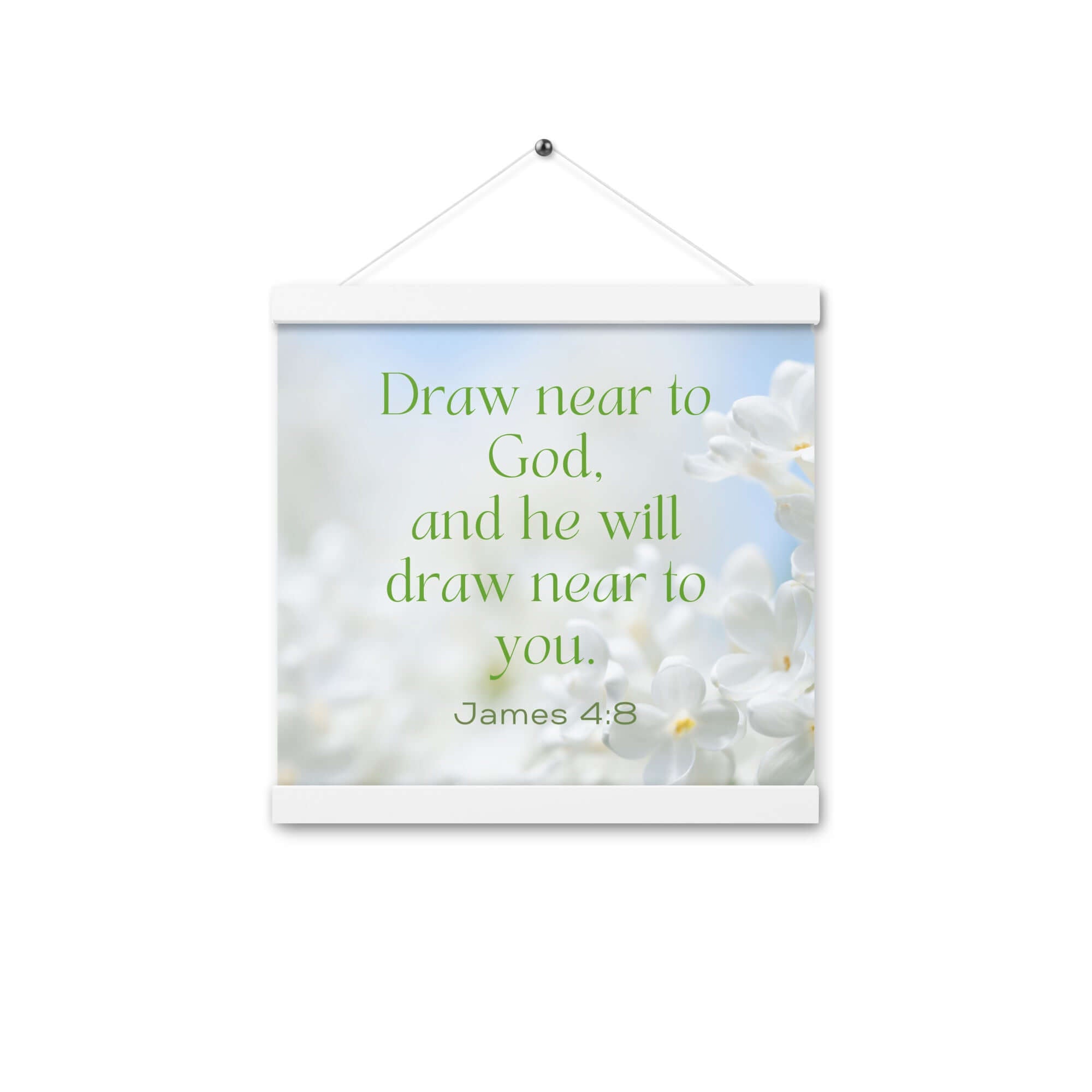 James 4:8 Bible Verse, Draw near Enhanced Matte Paper Poster With Hanger Wall Art White 12″×12″