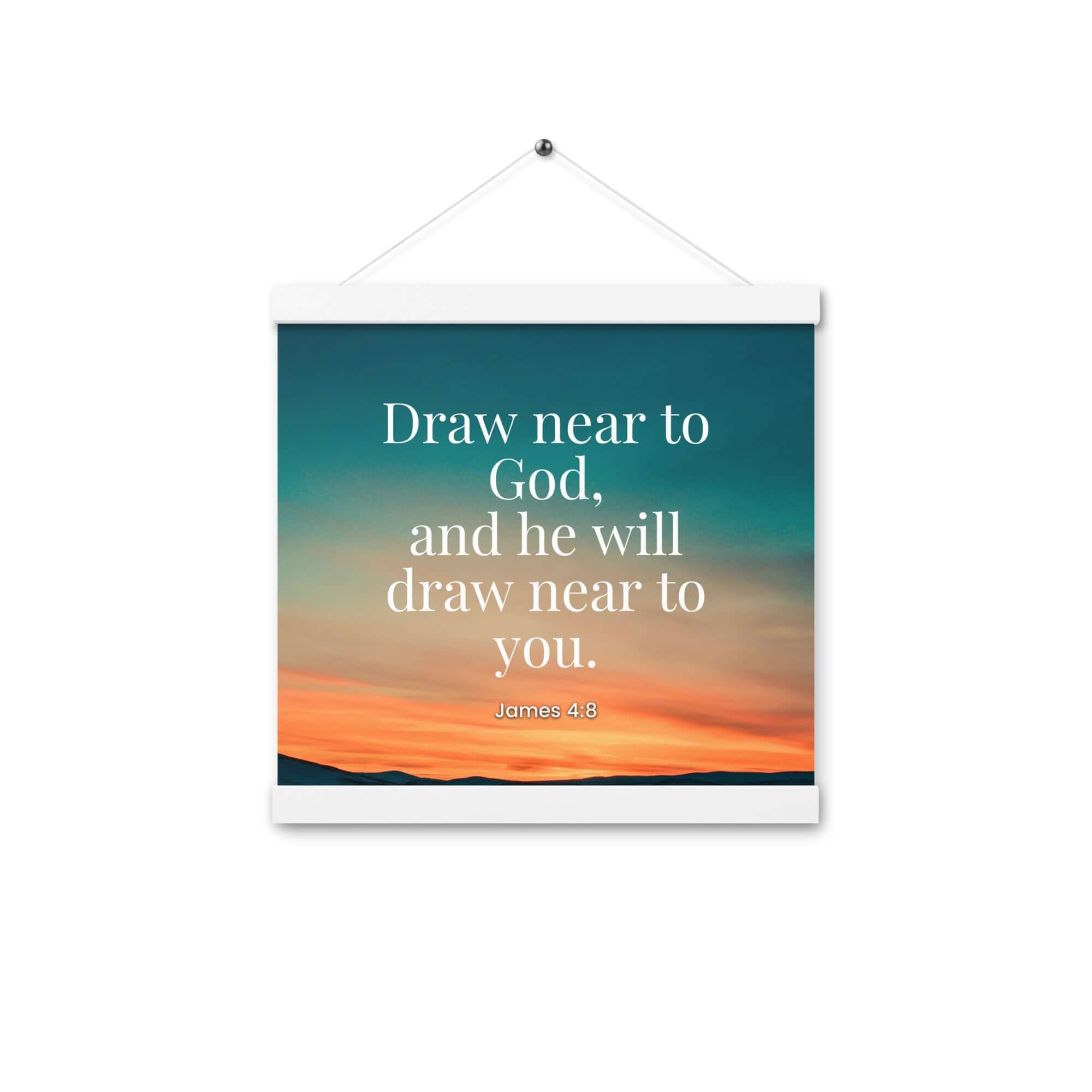 James 4:8 Bible Verse, near to God Enhanced Matte Paper Poster With Hanger Wall Art White 12″×12″