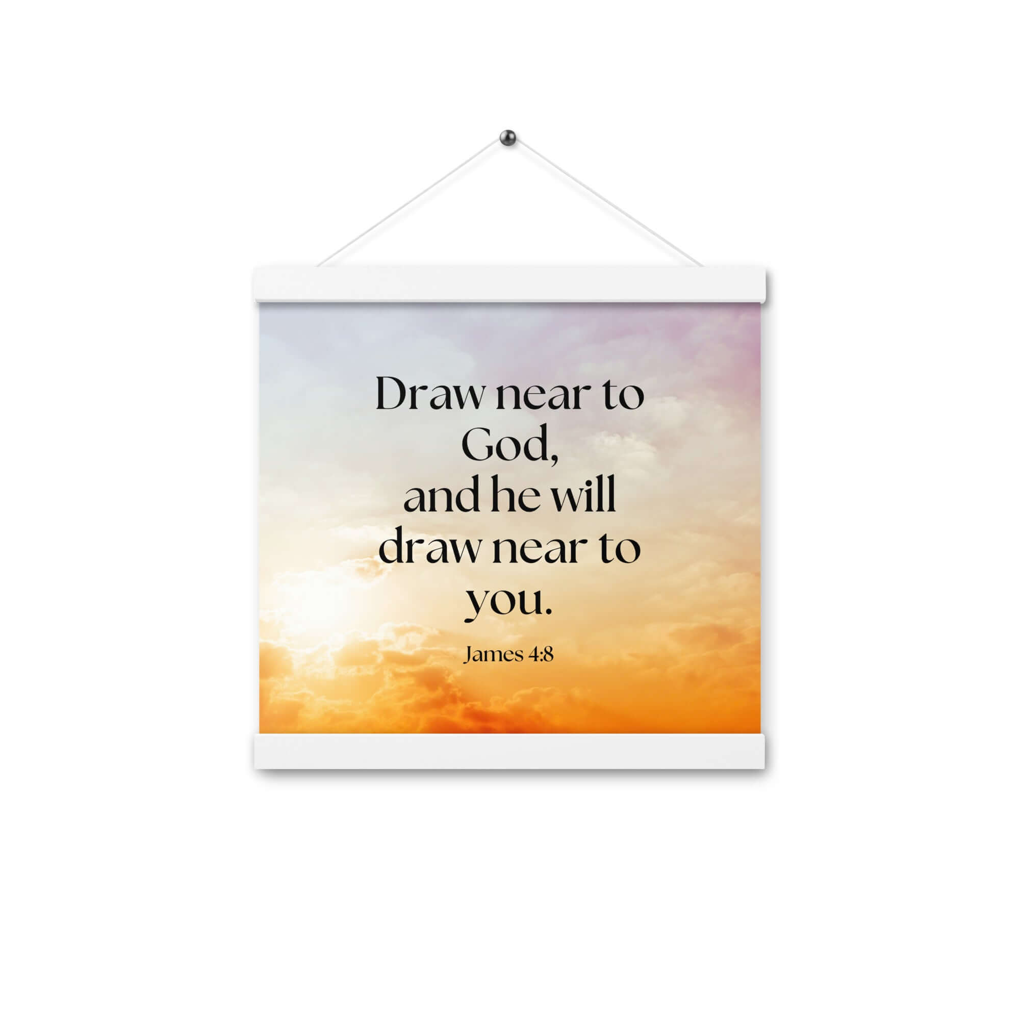 James 4:8 Bible Verse, he will draw Enhanced Matte Paper Poster With Hanger Wall Art White 12″×12″