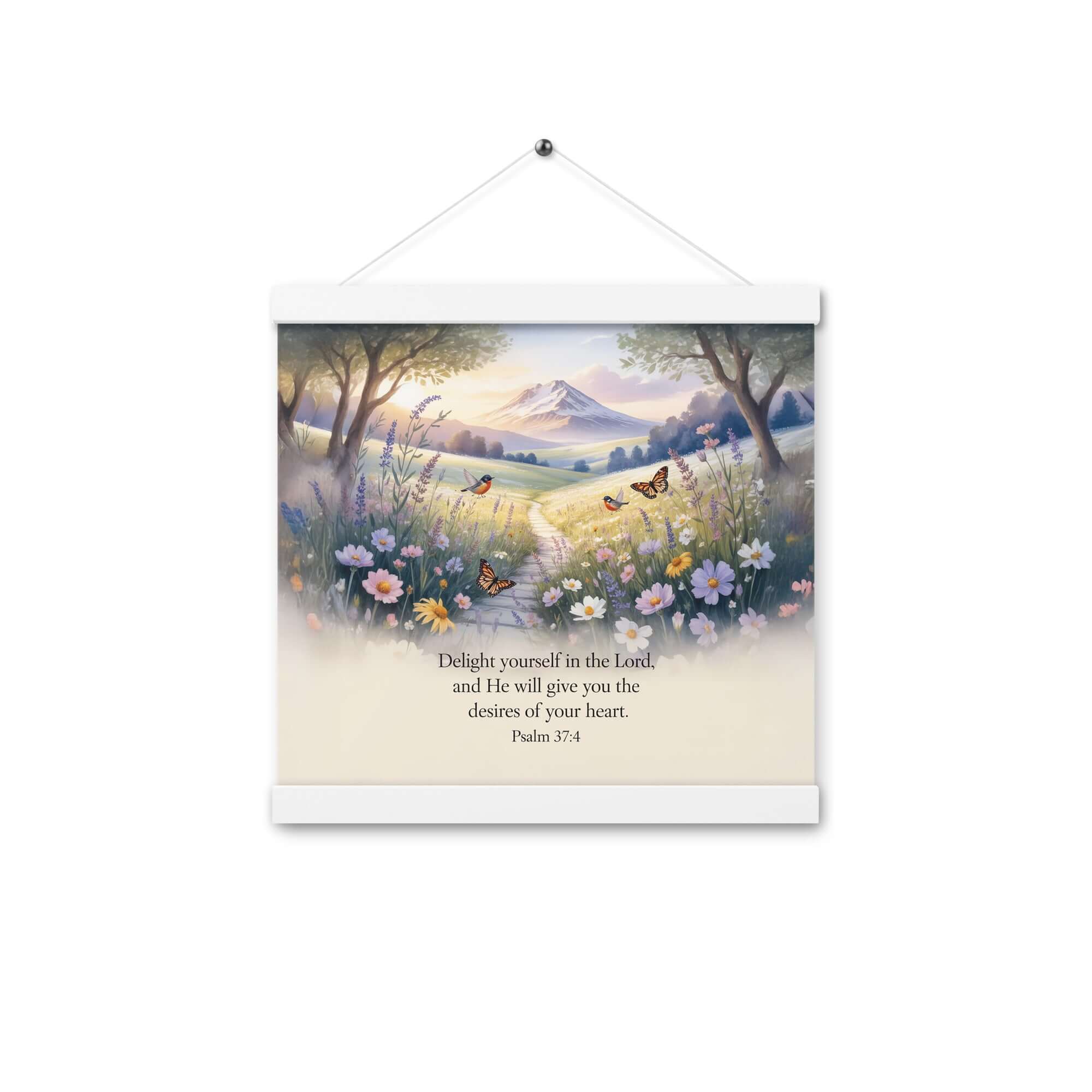 Psalm 37:4 Bible Verse, Delight Enhanced Matte Paper Poster With Hanger White 12″×12″