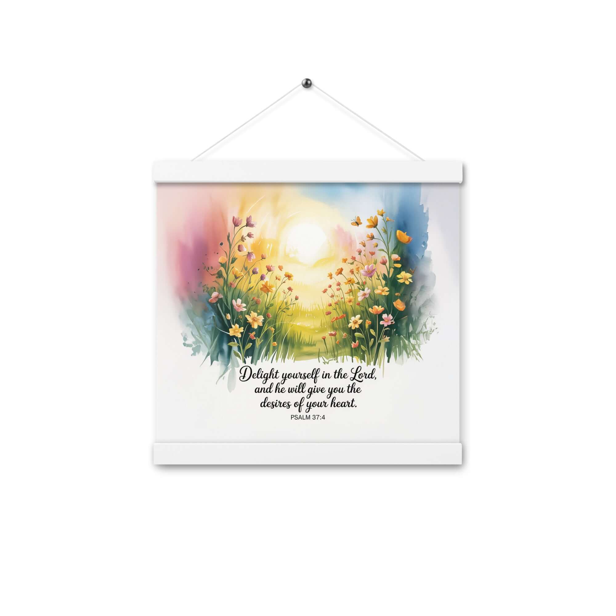 Psalm 37:4 Bible Verse, will give Enhanced Matte Paper Poster With Hanger White 12″×12″