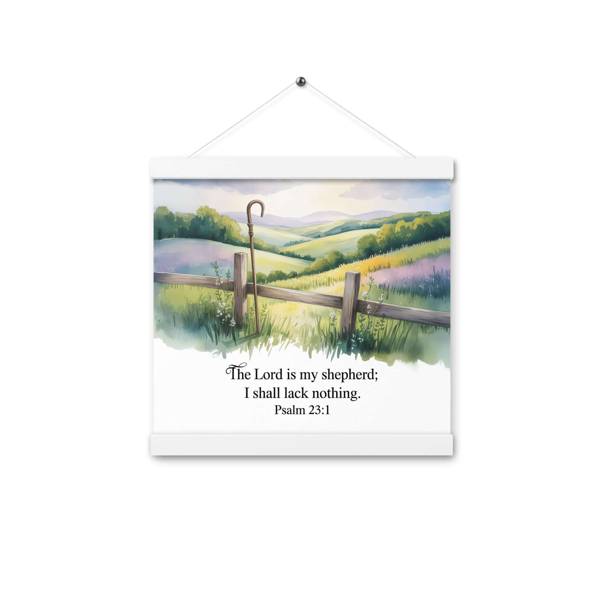 Psalm 23:1 Bible Verse, Lack Enhanced Matte Paper Poster With Hanger White 12″×12″