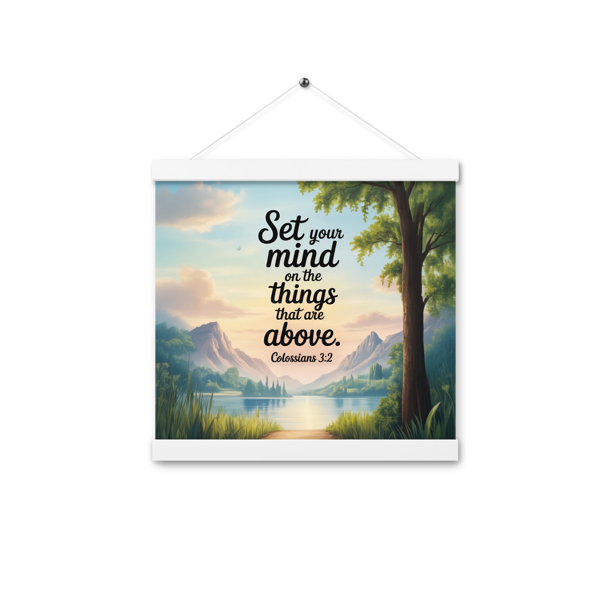 Colossians 3:2 Bible Verse Set Enhanced Matte Paper Poster With Hanger White 12″×12″
