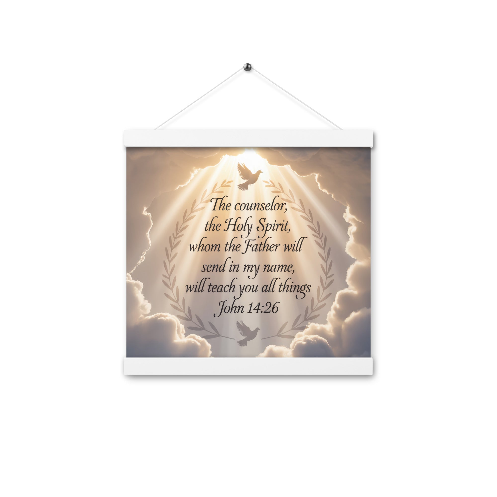 John 14:26 Bible Verse Counselor Enhanced Matte Paper Poster With Hanger White 12″×12″