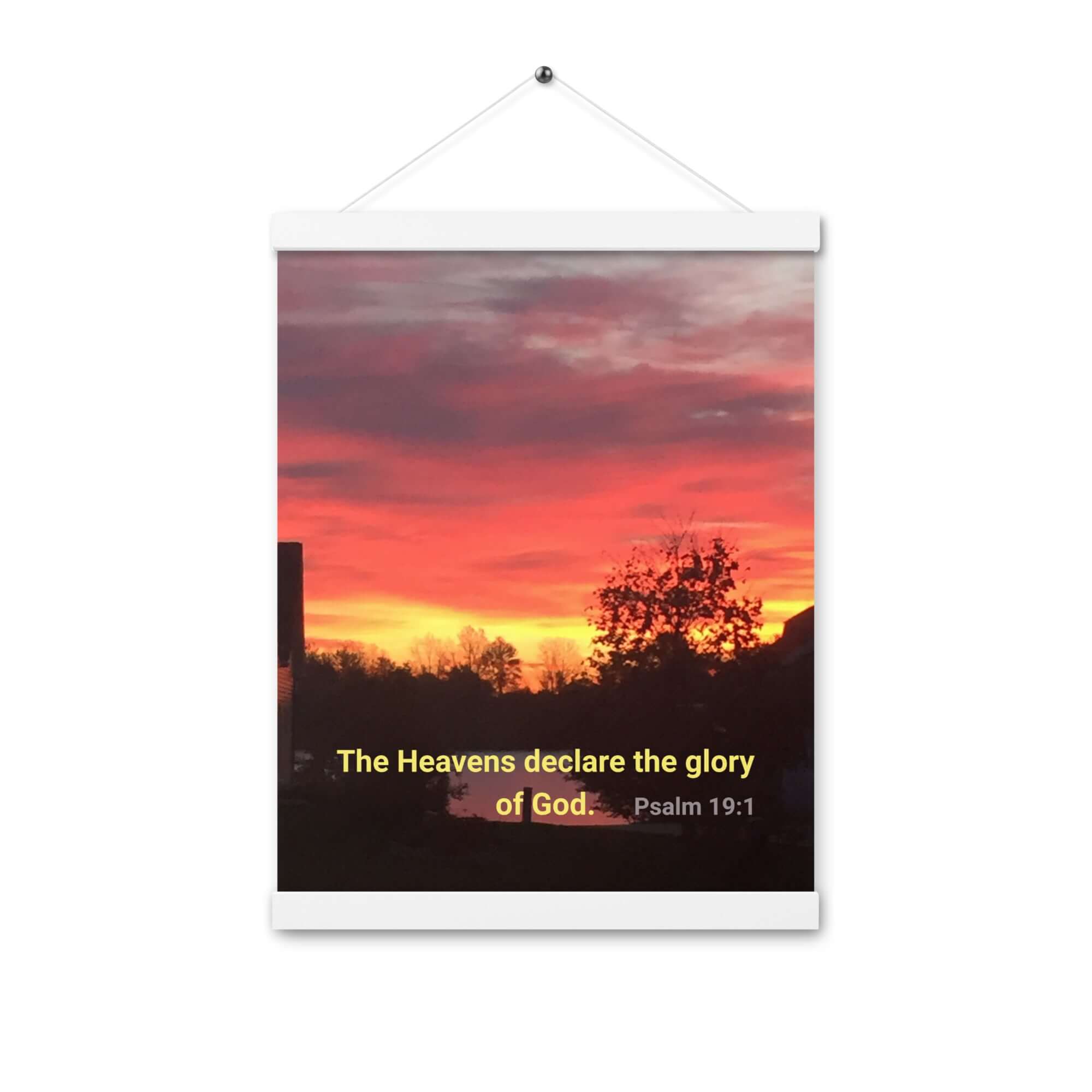 Psalm 19:1 Bible Verse, Sunset Glory Enhanced Matte Paper Poster With Hanger Wall Art White 12″×16″