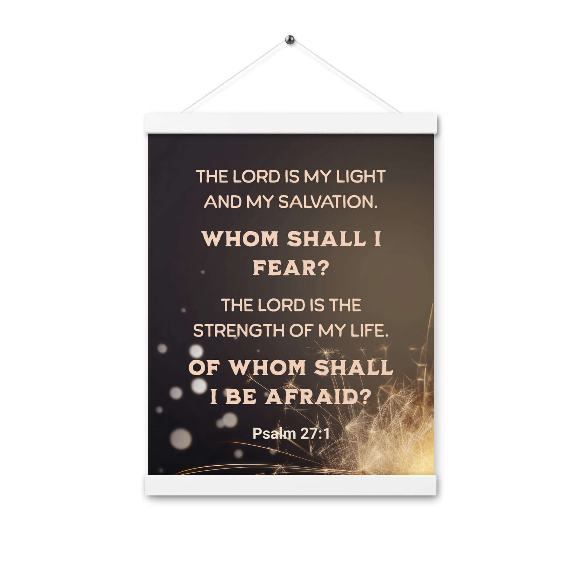 Psalm 27:1 Bible Verse, The LORD is My Light Enhanced Matte Paper Poster With Hanger Wall Art White 12″×16″