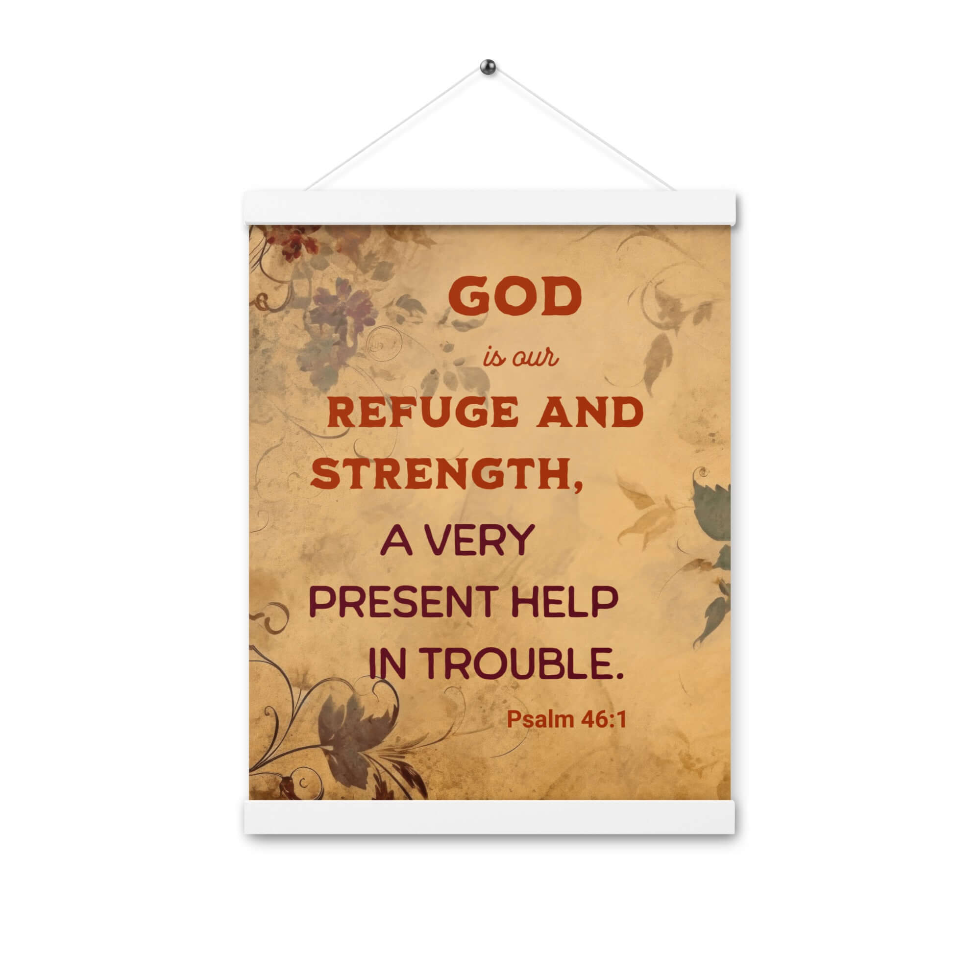 Psalm 46:1 Bible Verse, God is Our Refuge Enhanced Matte Paper Poster With Hanger Wall Art White 12″×16″