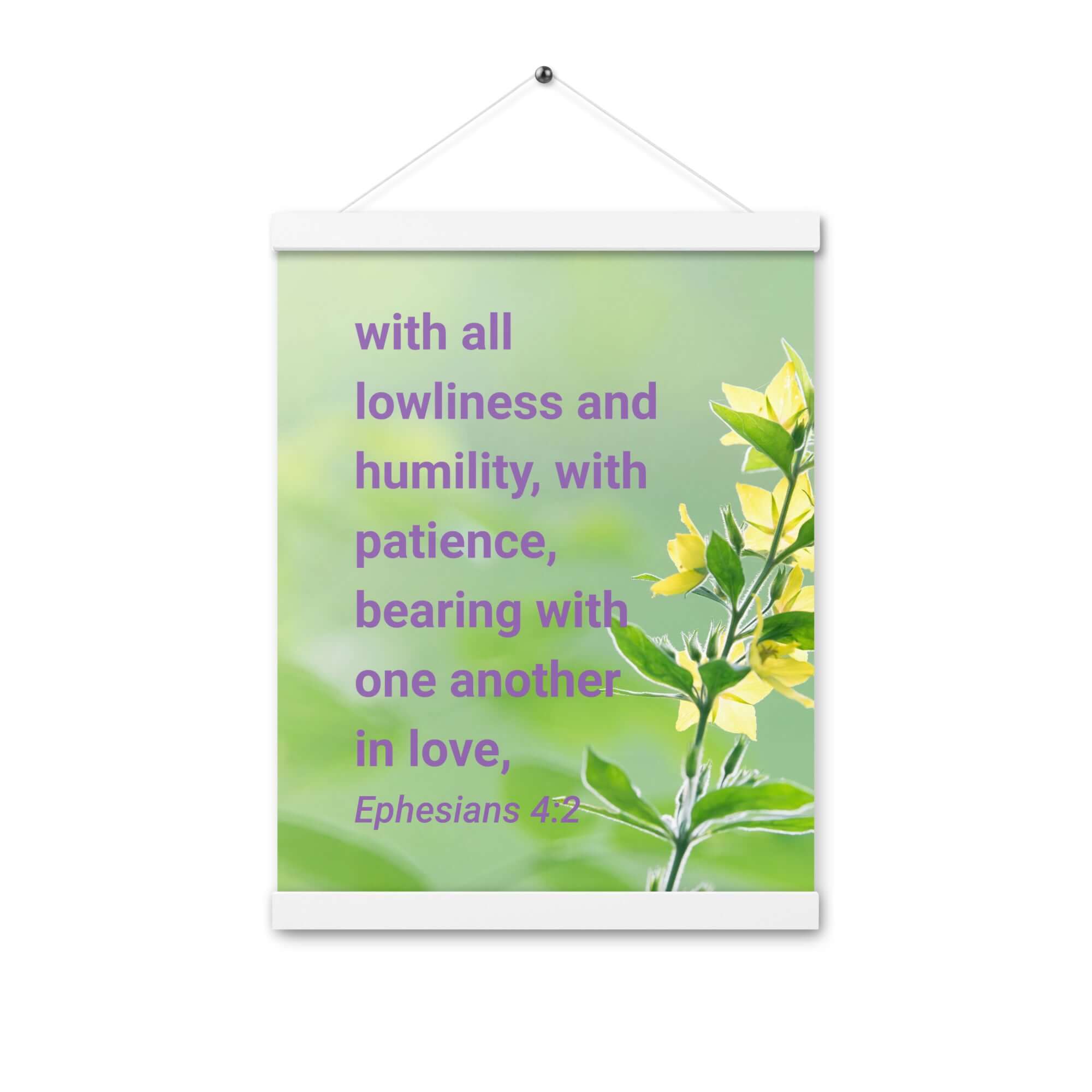 Ephesians 4:2 Bible Verse, one another in love Enhanced Matte Paper Poster With Hanger Wall Art White 12″×16″