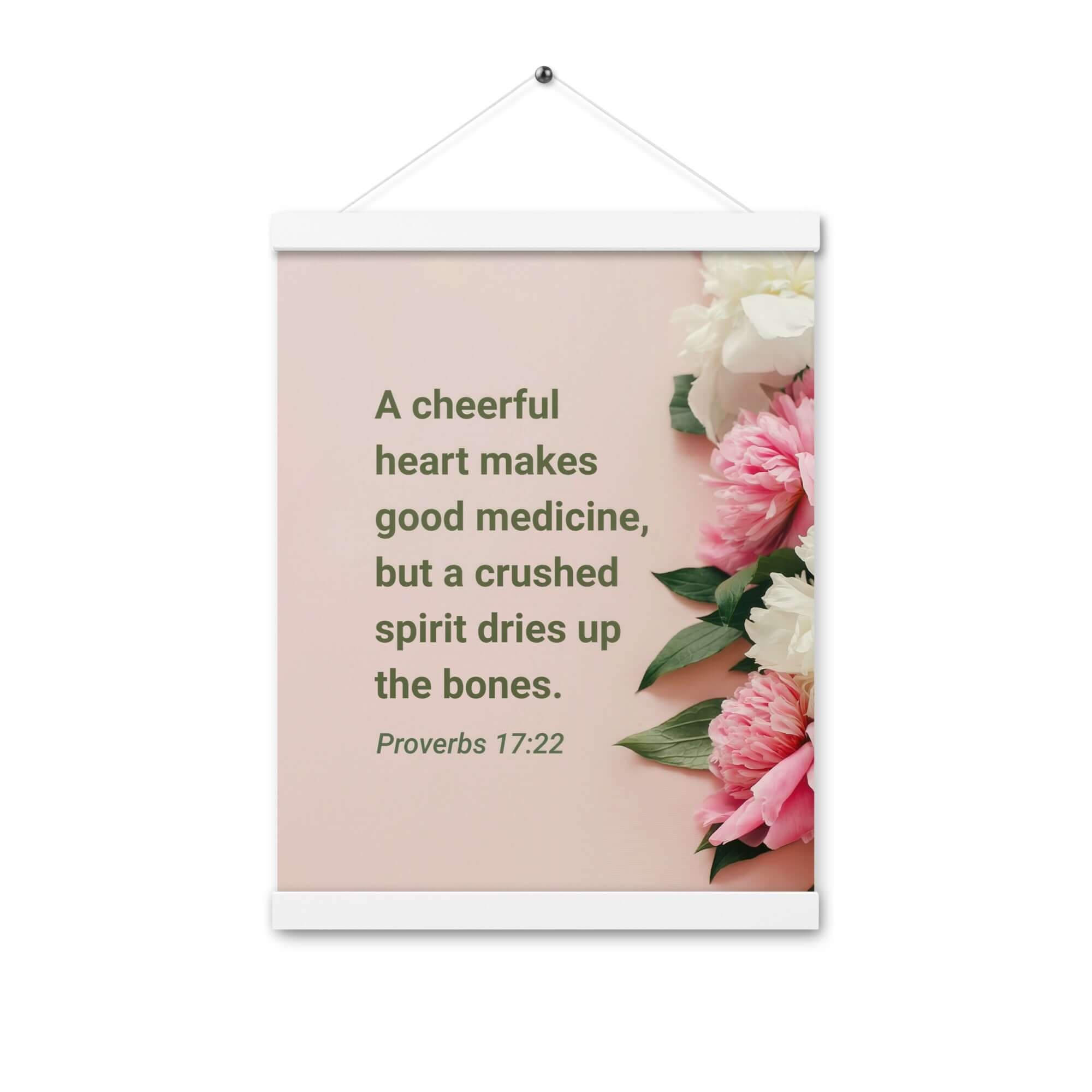 Proverbs 17:22 Bible Verse, good medicine Enhanced Matte Paper Poster With Hanger Wall Art White 12″×16″