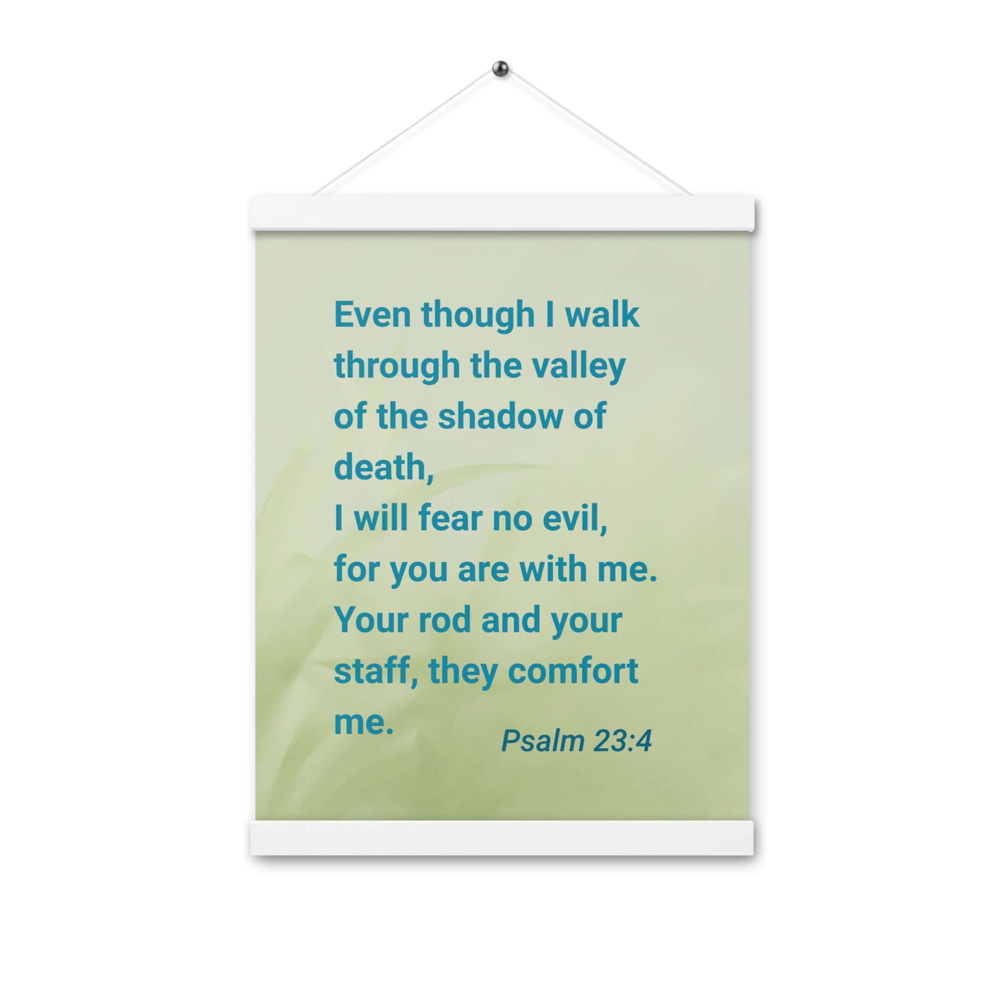 Psalm 23:4 Bible Verse, fear no evil Enhanced Matte Paper Poster With Hanger Wall Art White 12″×16″