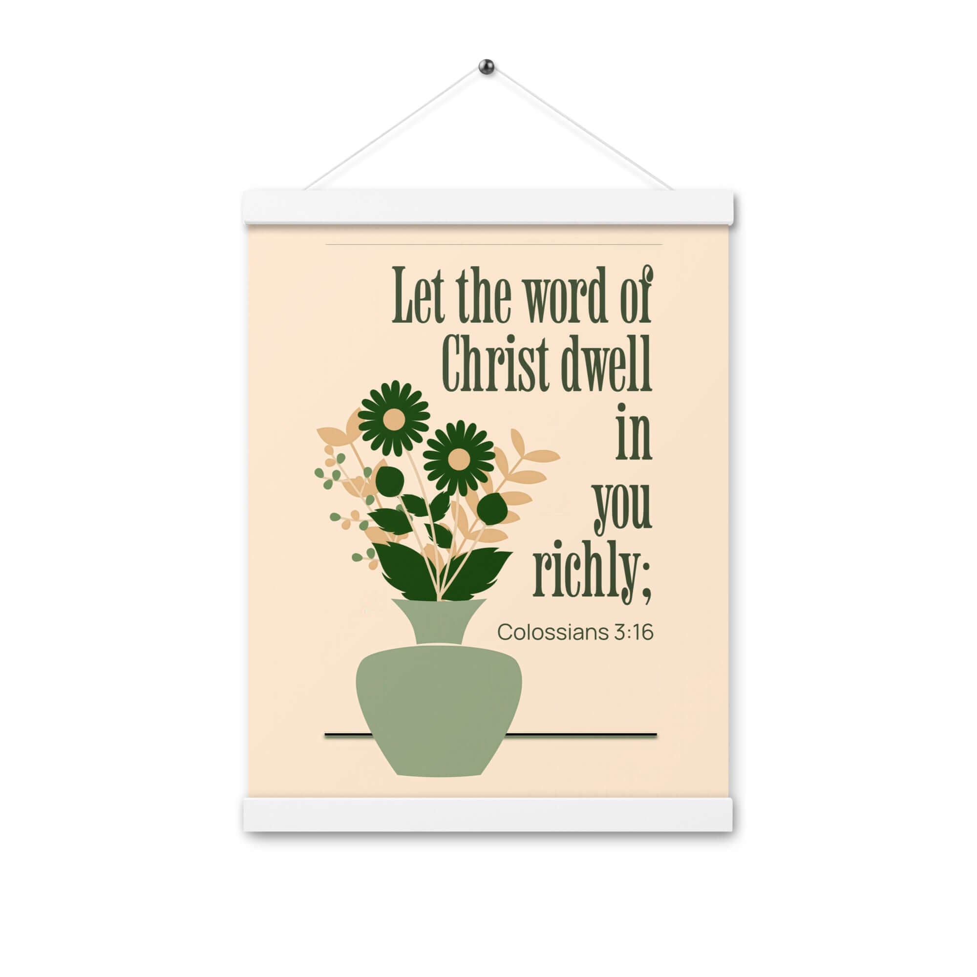 Colossians 3:16 Bible Verse, word of Christ Enhanced Matte Paper Poster With Hanger Wall Art White 12″×16″