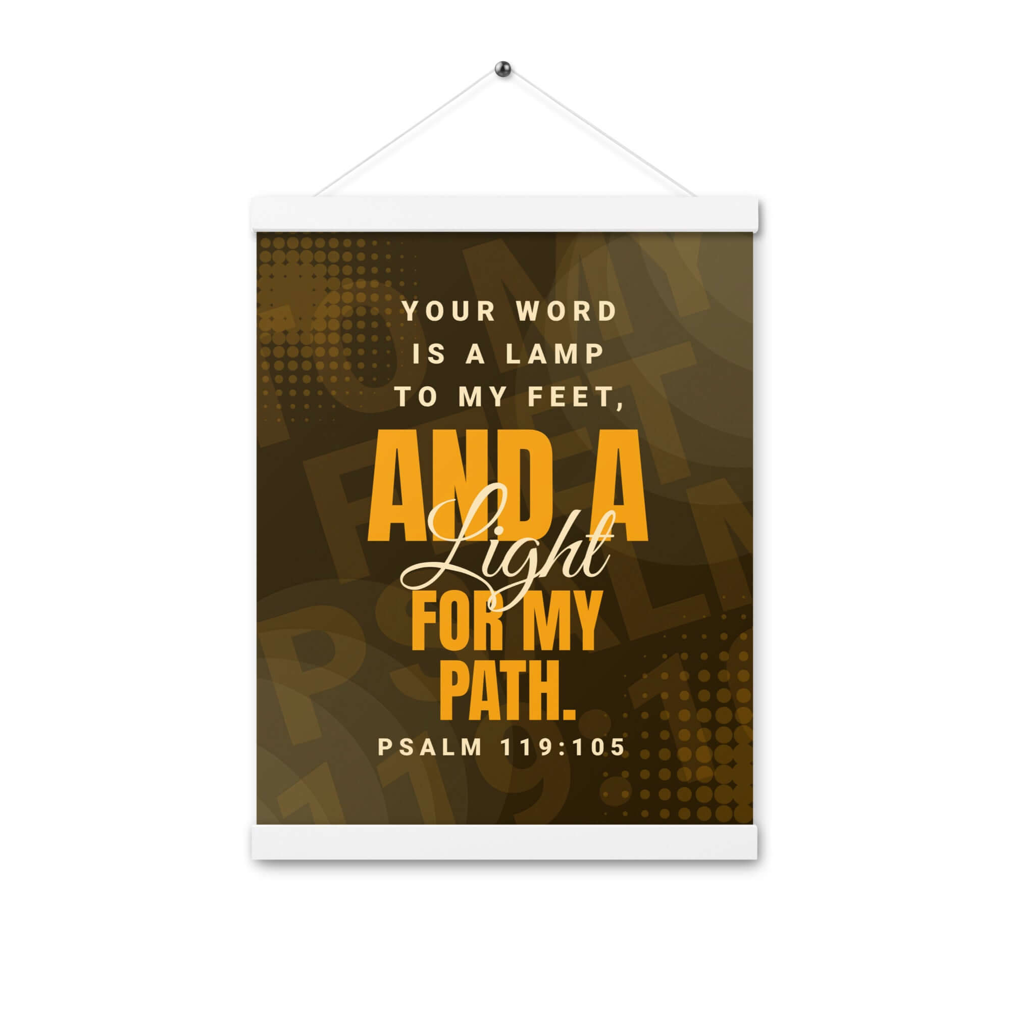 Psalm 119:105 Bible Verse, lamp to my feet Enhanced Matte Paper Poster With Hanger Wall Art White 12″×16″