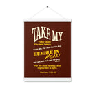 Matthew 11:29-30 Bible Verse, learn from me Enhanced Matte Paper Poster With Hanger Wall Art White 12″×16″