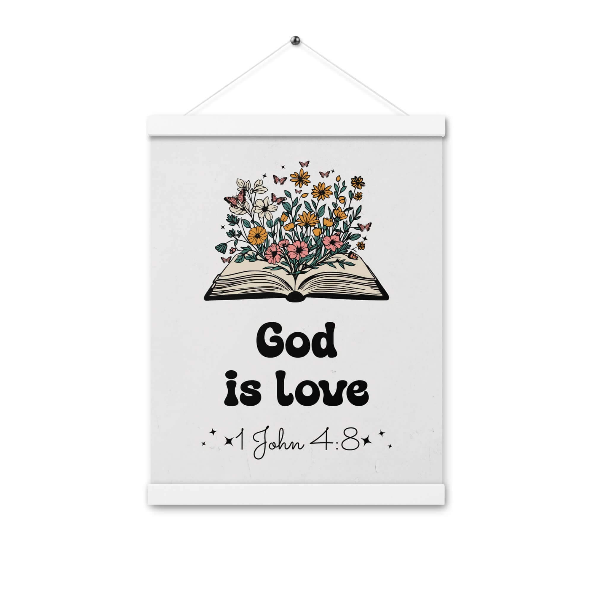 1 John 4:8 Bible Verse, God is Love Enhanced Matte Paper Poster With Hanger Wall Art White 12″×16″