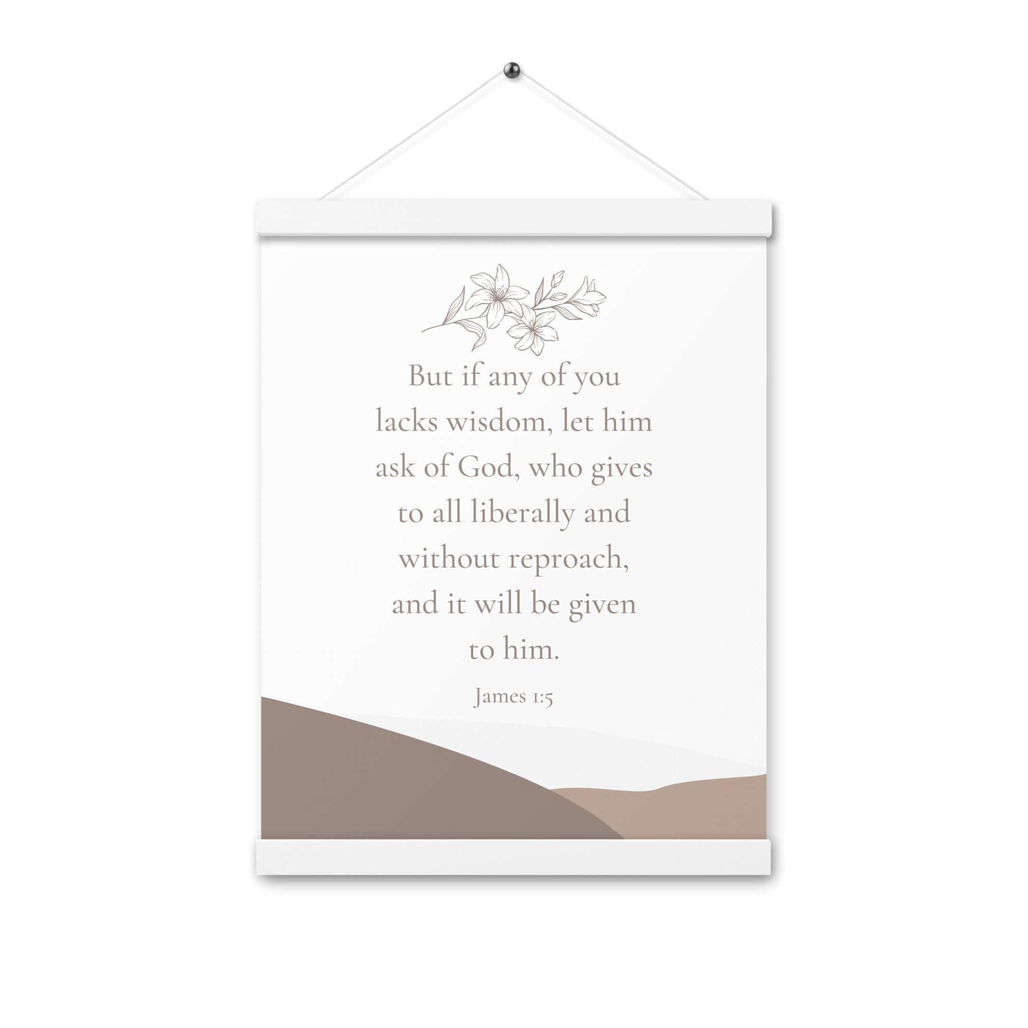 James 1:5 Bible Verse, ask of God Enhanced Matte Paper Poster With Hanger Wall Art White 12″×16″