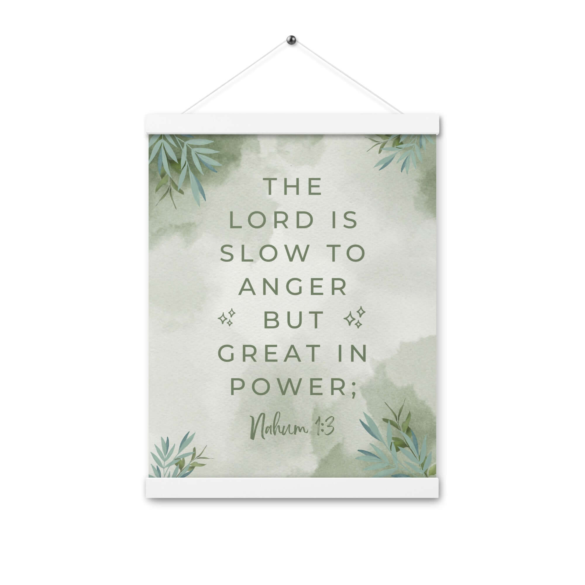 Nahum 1:3 Bible Verse, The Lord is slow Enhanced Matte Paper Poster With Hanger Wall Art White 12″×16″