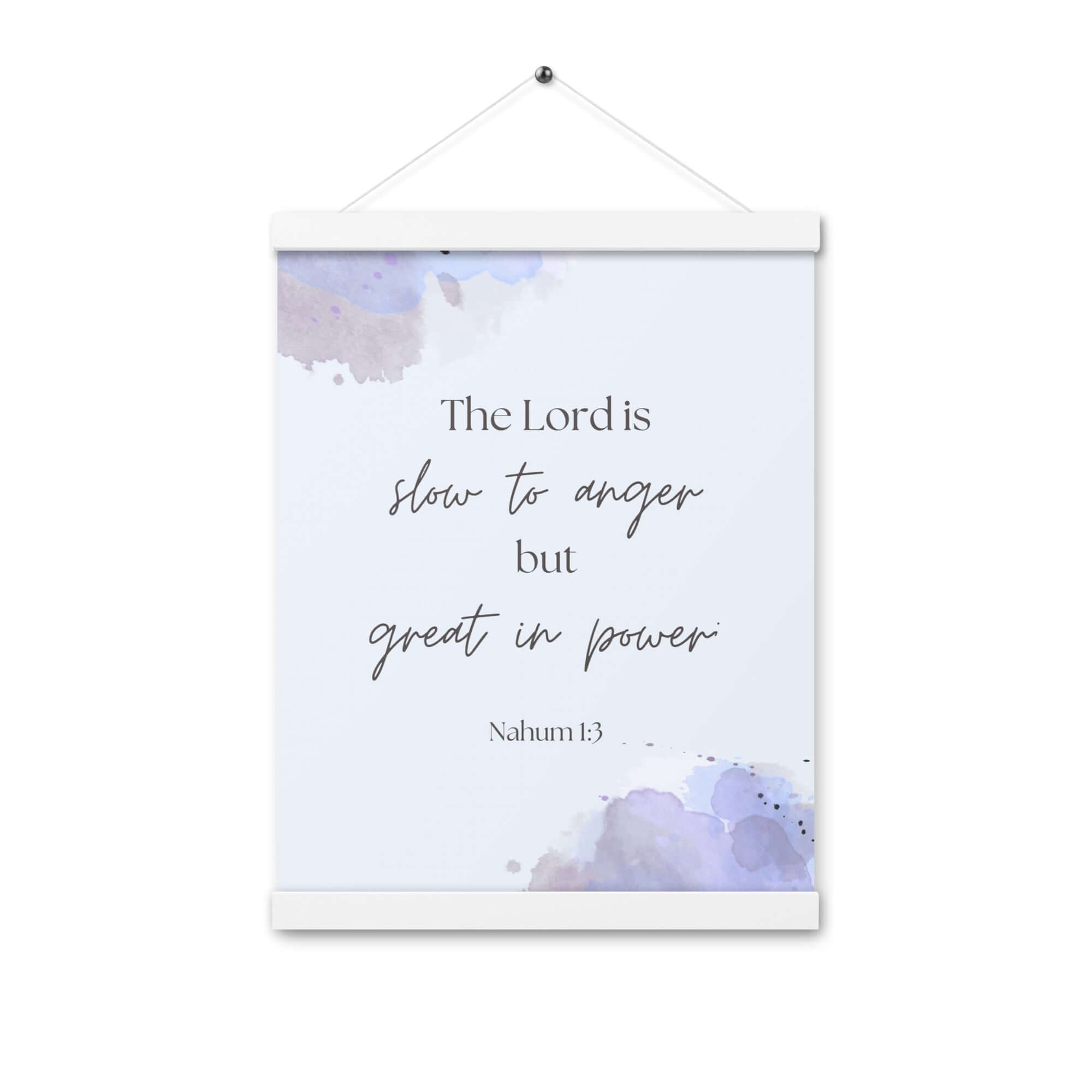 Nahum 1:3 Bible Verse, great in power Enhanced Matte Paper Poster With Hanger Wall Art White 12″×16″