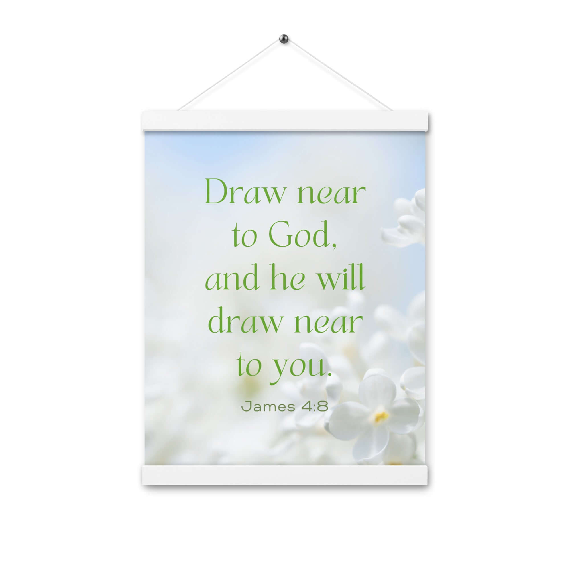 James 4:8 Bible Verse, Draw near Enhanced Matte Paper Poster With Hanger Wall Art White 12″×16″