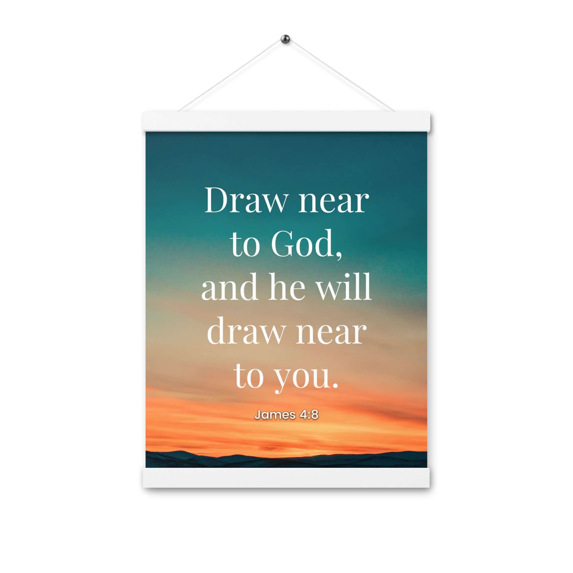 James 4:8 Bible Verse, near to God Enhanced Matte Paper Poster With Hanger Wall Art White 12″×16″