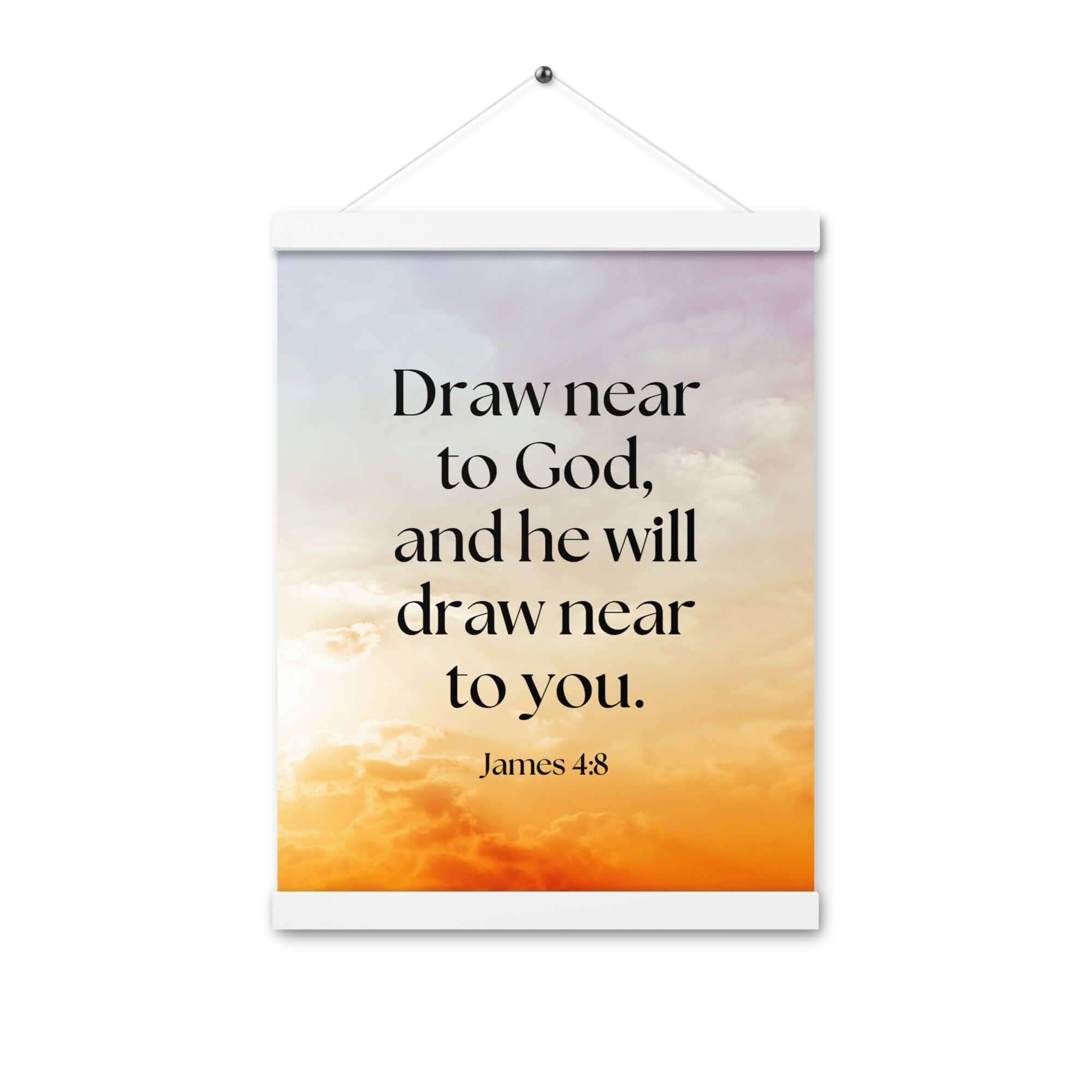 James 4:8 Bible Verse, he will draw Enhanced Matte Paper Poster With Hanger Wall Art White 12″×16″