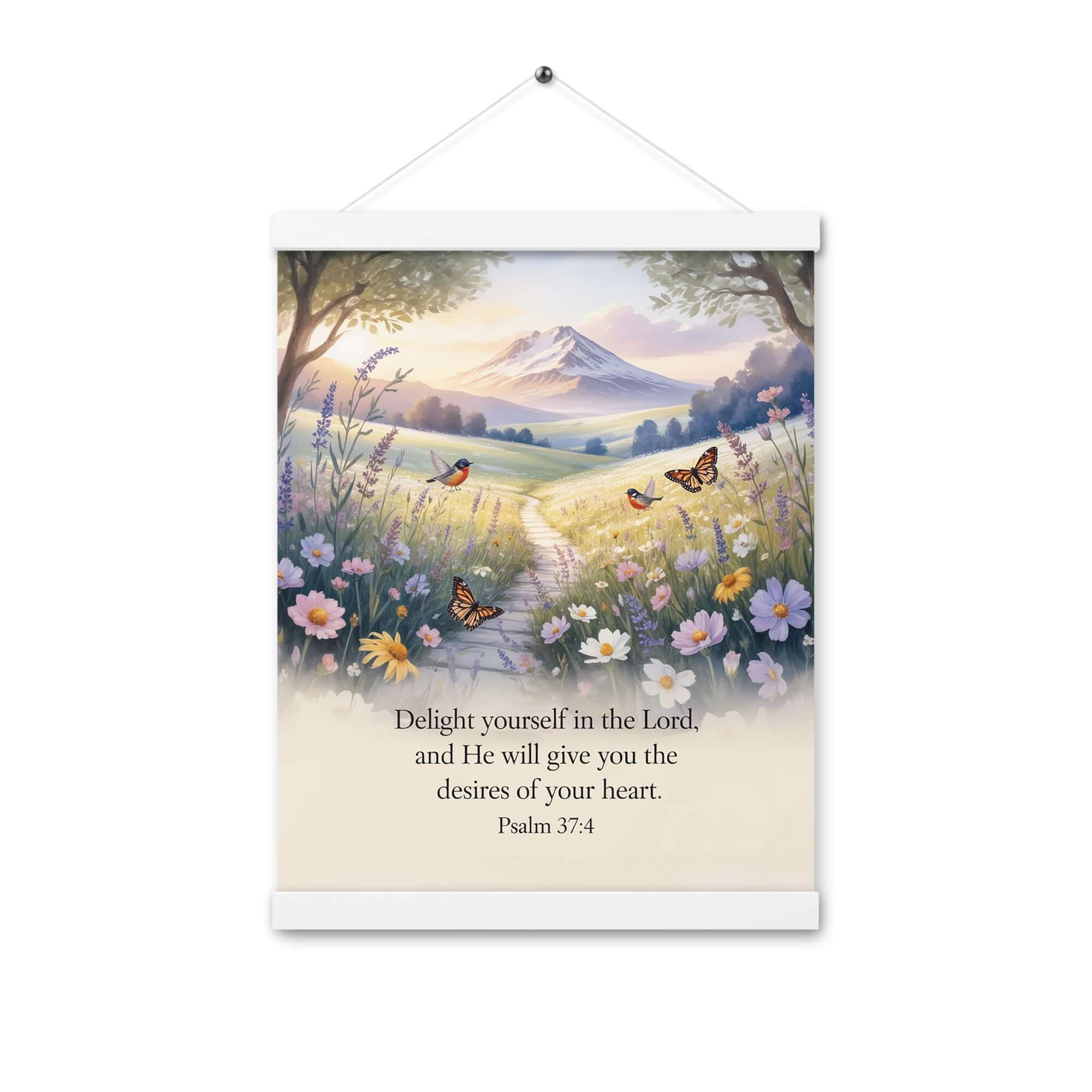 Psalm 37:4 Bible Verse, Delight Enhanced Matte Paper Poster With Hanger White 12″×16″