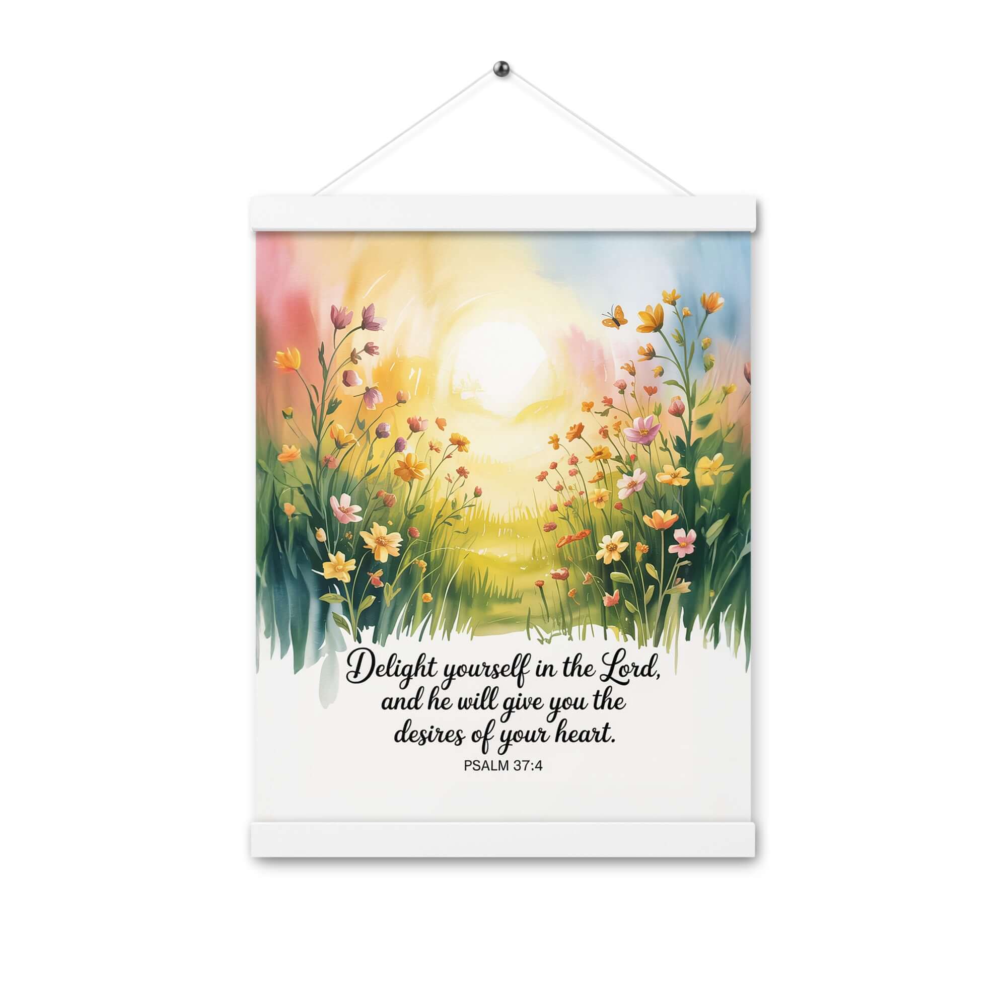 Psalm 37:4 Bible Verse, will give Enhanced Matte Paper Poster With Hanger White 12″×16″