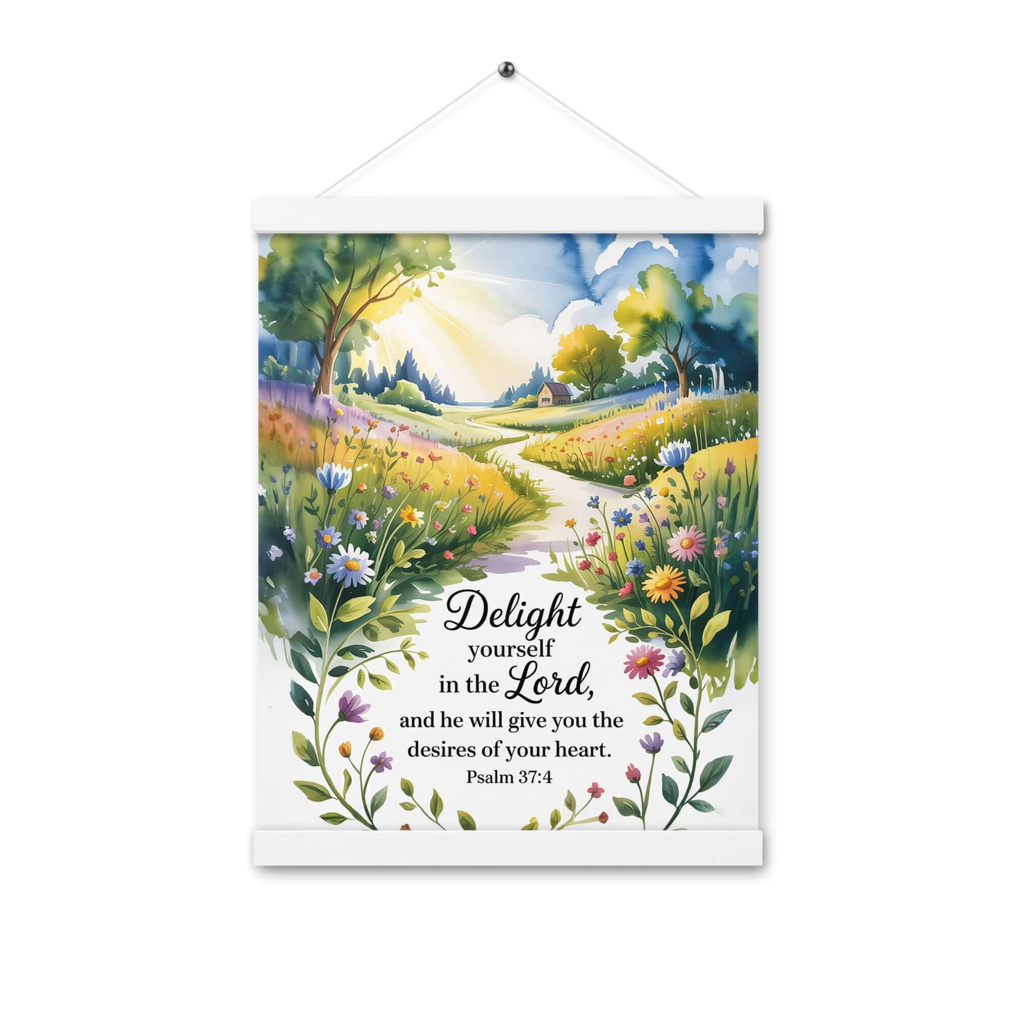 Psalm 37:4 Bible Verse, desires Enhanced Matte Paper Poster With Hanger White 12″×16″