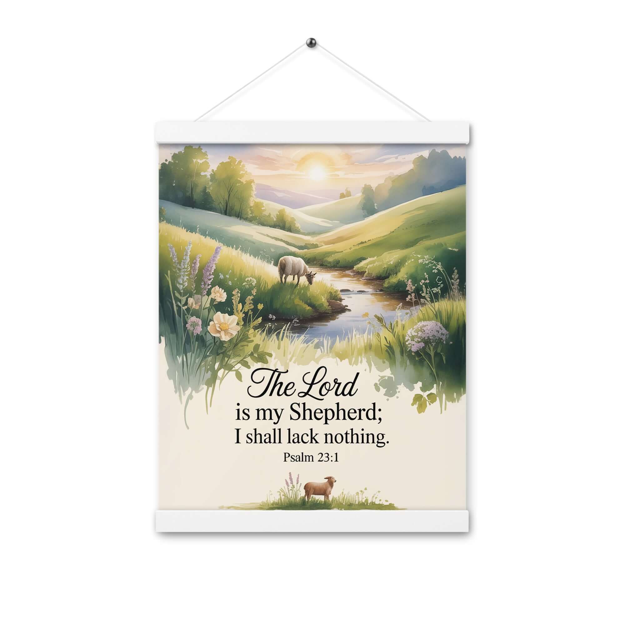 Psalm 23:1 Bible Verse, Lord Enhanced Matte Paper Poster With Hanger White 12″×16″