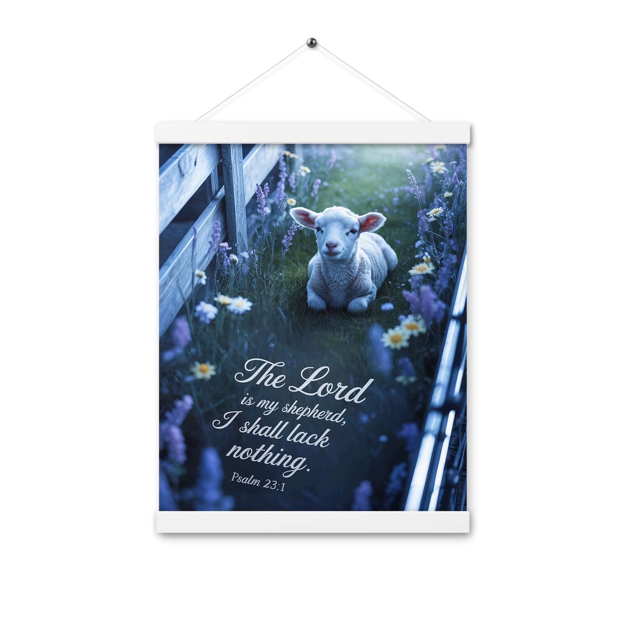 Psalm 23:1 Bible Verse, Shepherd Enhanced Matte Paper Poster With Hanger White 12″×16″