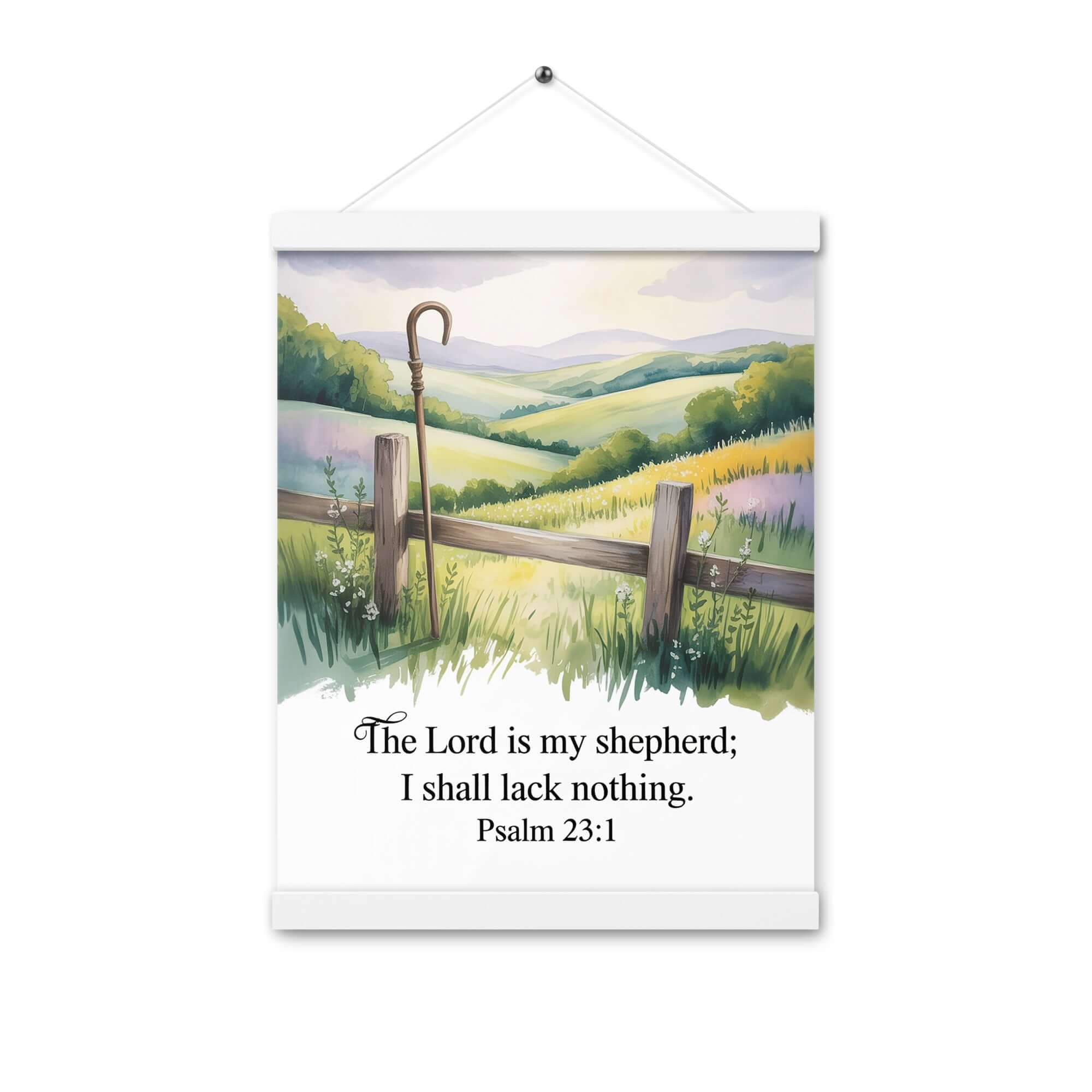 Psalm 23:1 Bible Verse, Lack Enhanced Matte Paper Poster With Hanger White 12″×16″