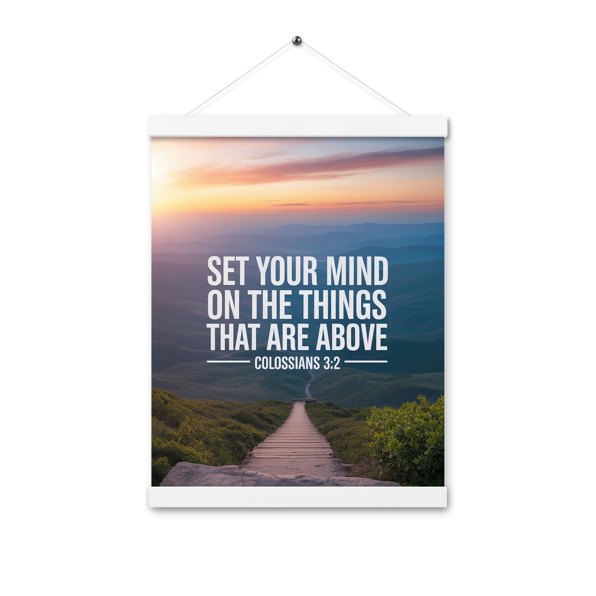 Colossians 3:2 Bible Verse your mind Enhanced Matte Paper Poster With Hanger White 12″×16″