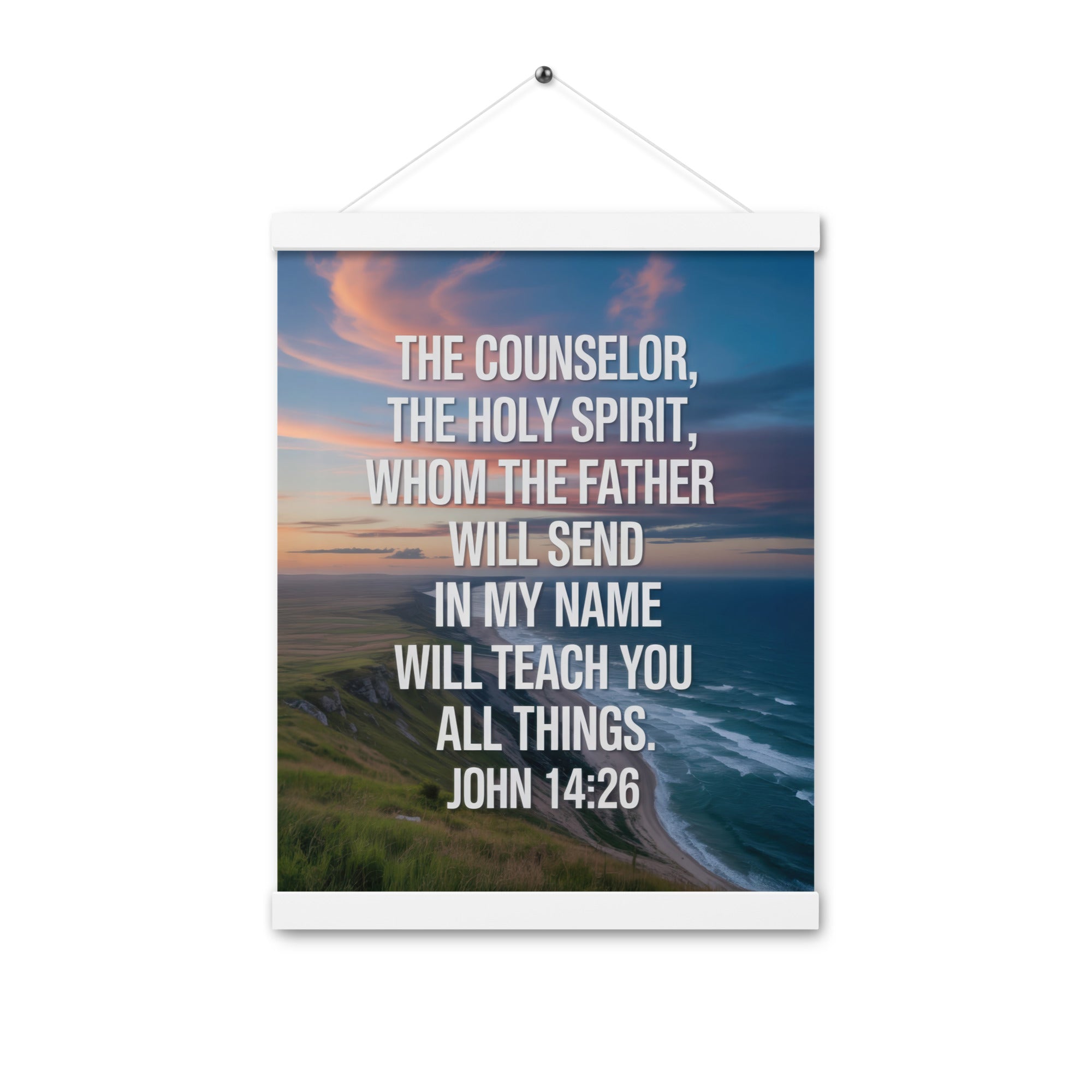 John 14:26 Bible Verse will teach Enhanced Matte Paper Poster With Hanger White 12″×16″