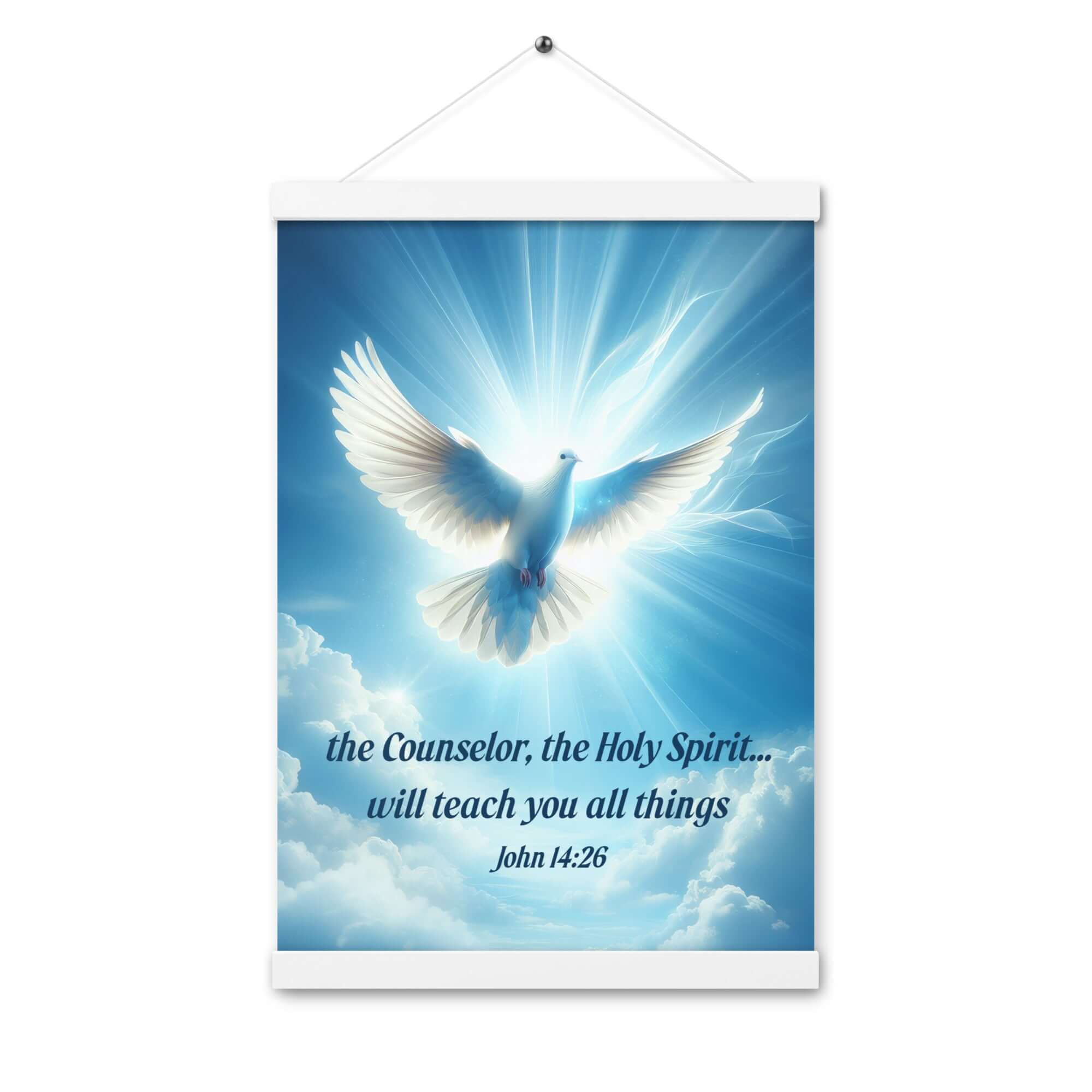 John 14:26 Bible Verse, Holy Spirit Dove Enhanced Matte Paper Poster With Hanger Wall Art