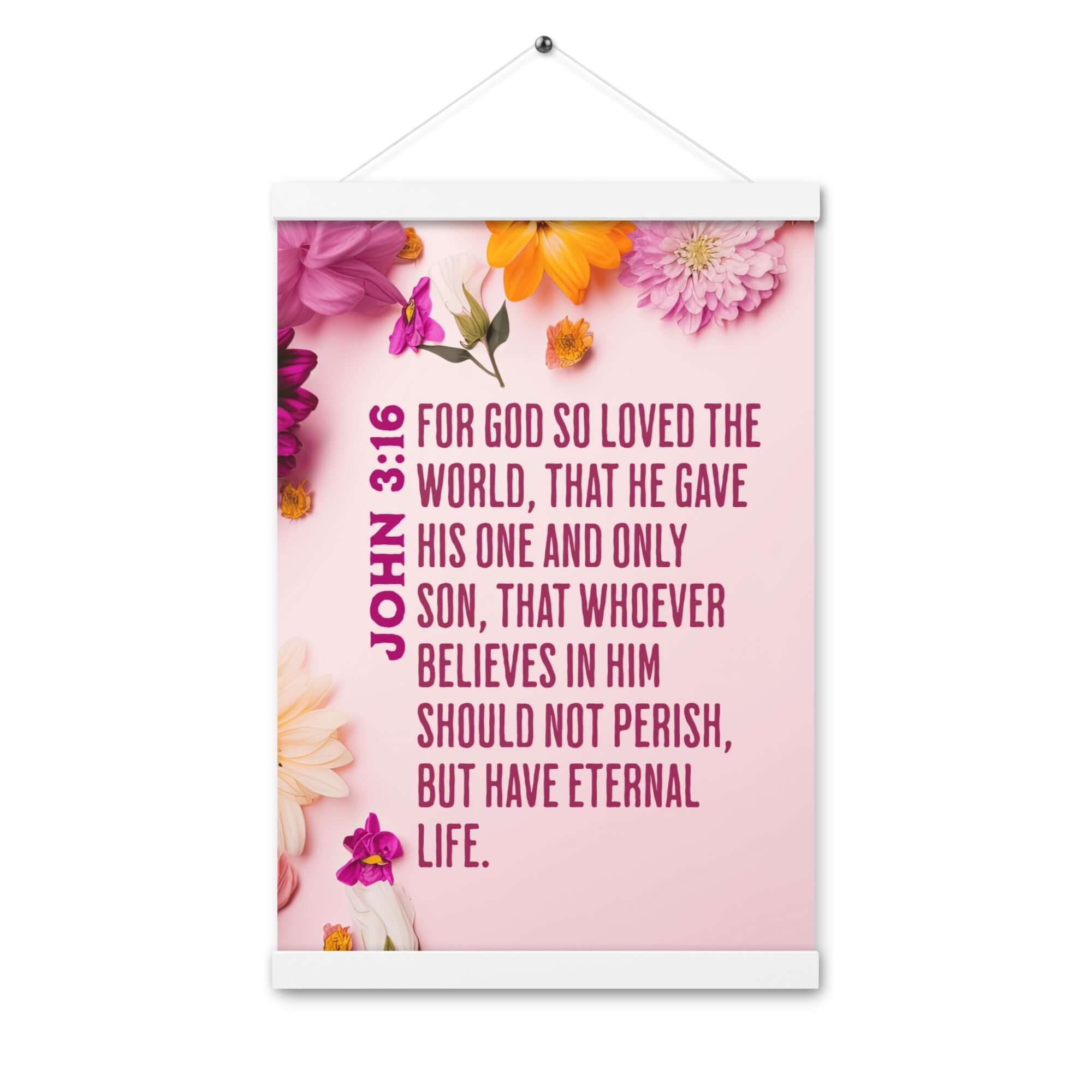 John 3:16 Bible Verse, For God So Loved Enhanced Matte Paper Poster With Hanger Wall Art