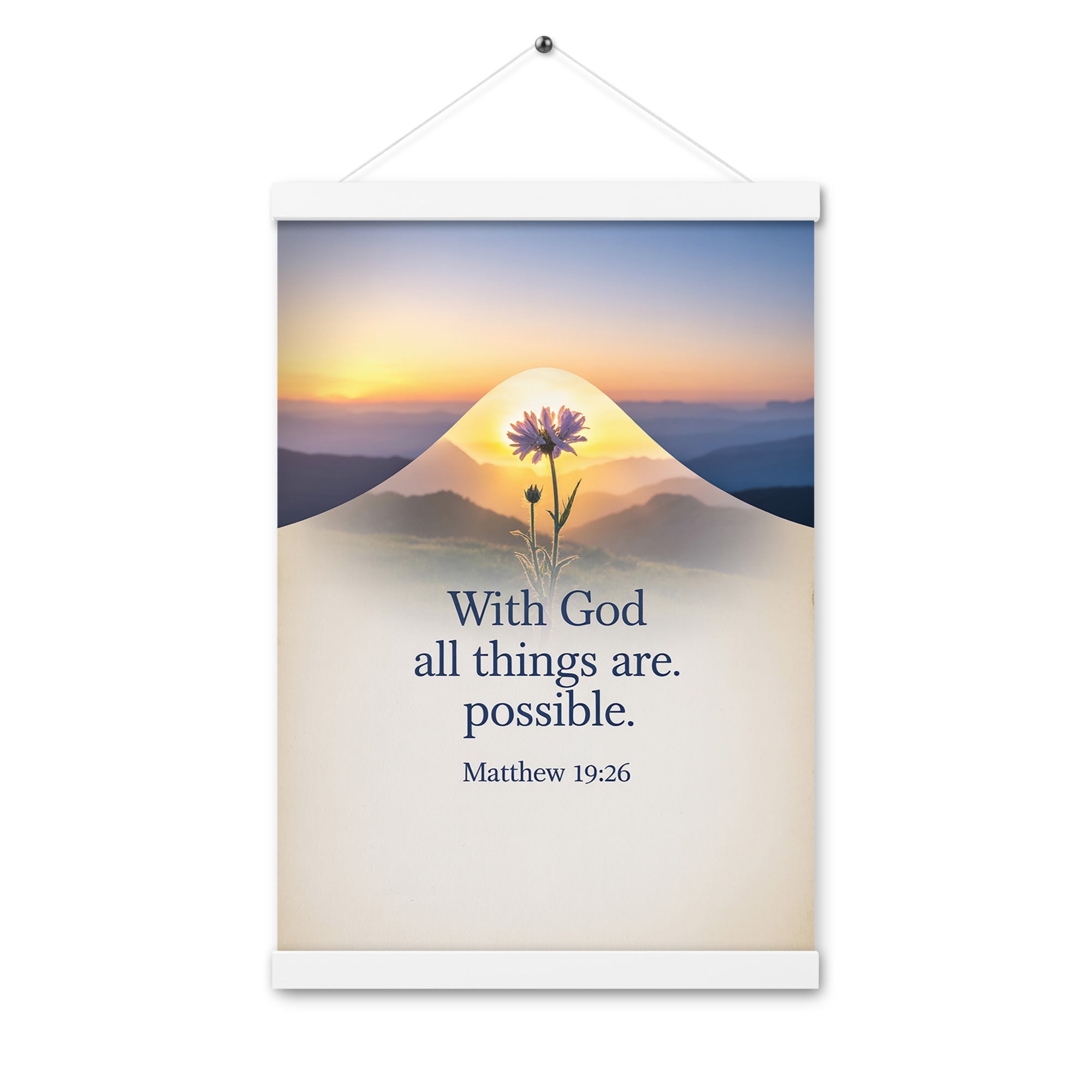 Matthew 19:26 Bible Verse at them Enhanced Matte Paper Poster With Hanger