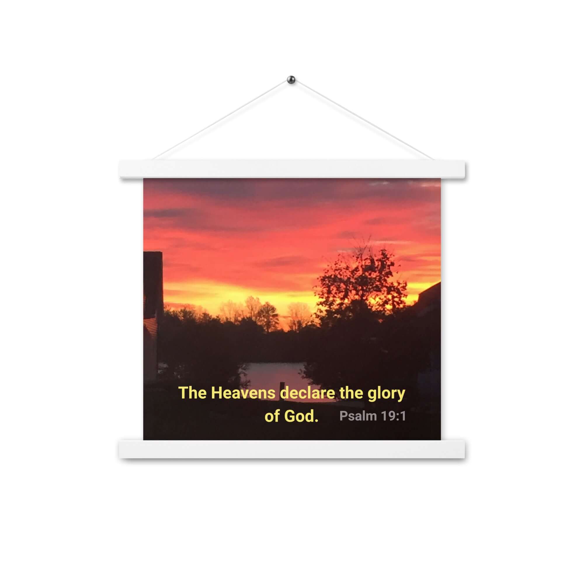Psalm 19:1 Bible Verse, Sunset Glory Enhanced Matte Paper Poster With Hanger Wall Art White 14″×14″